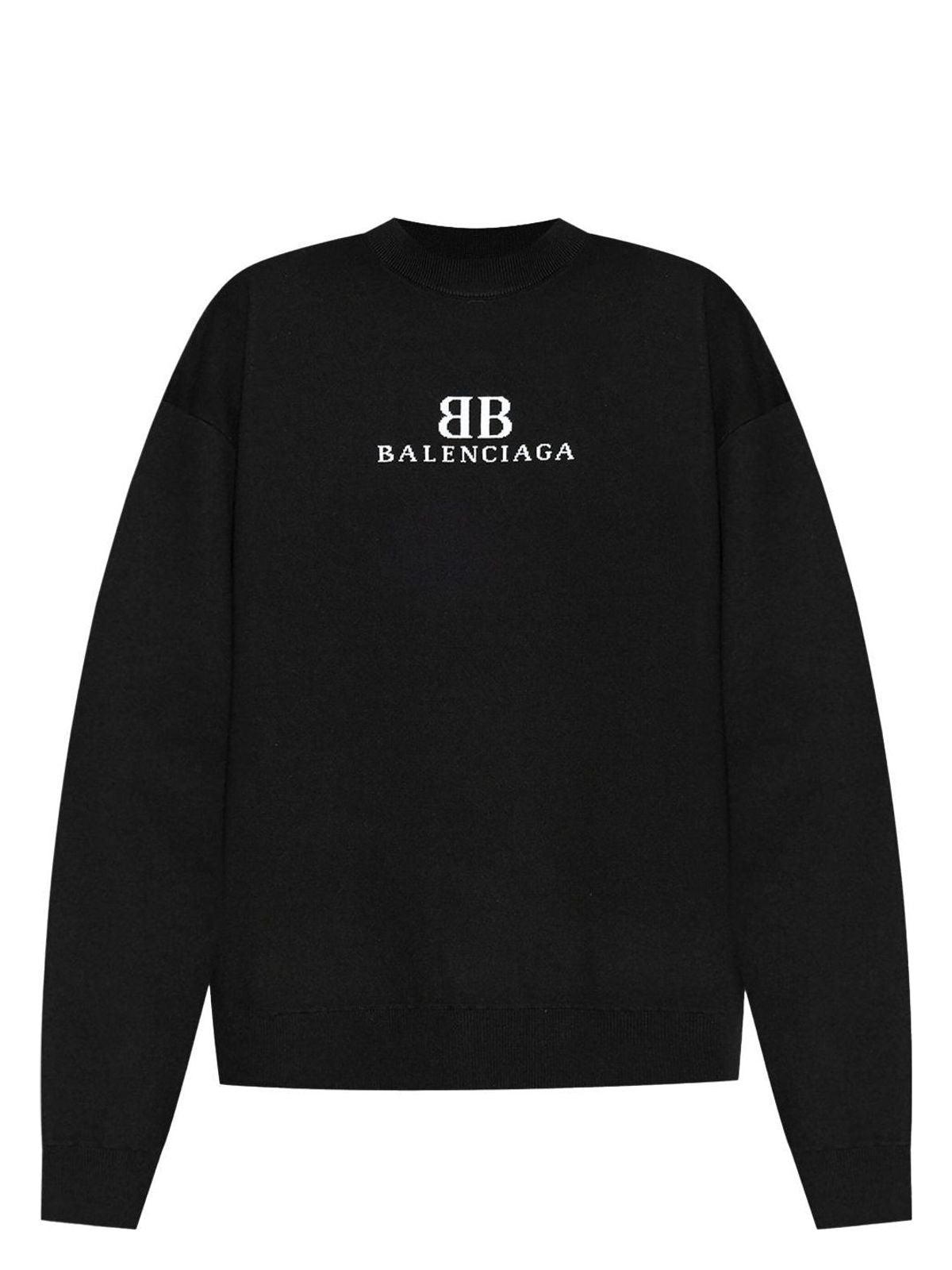 Balenciaga Men's Crewneck Sweater in Blackwhite