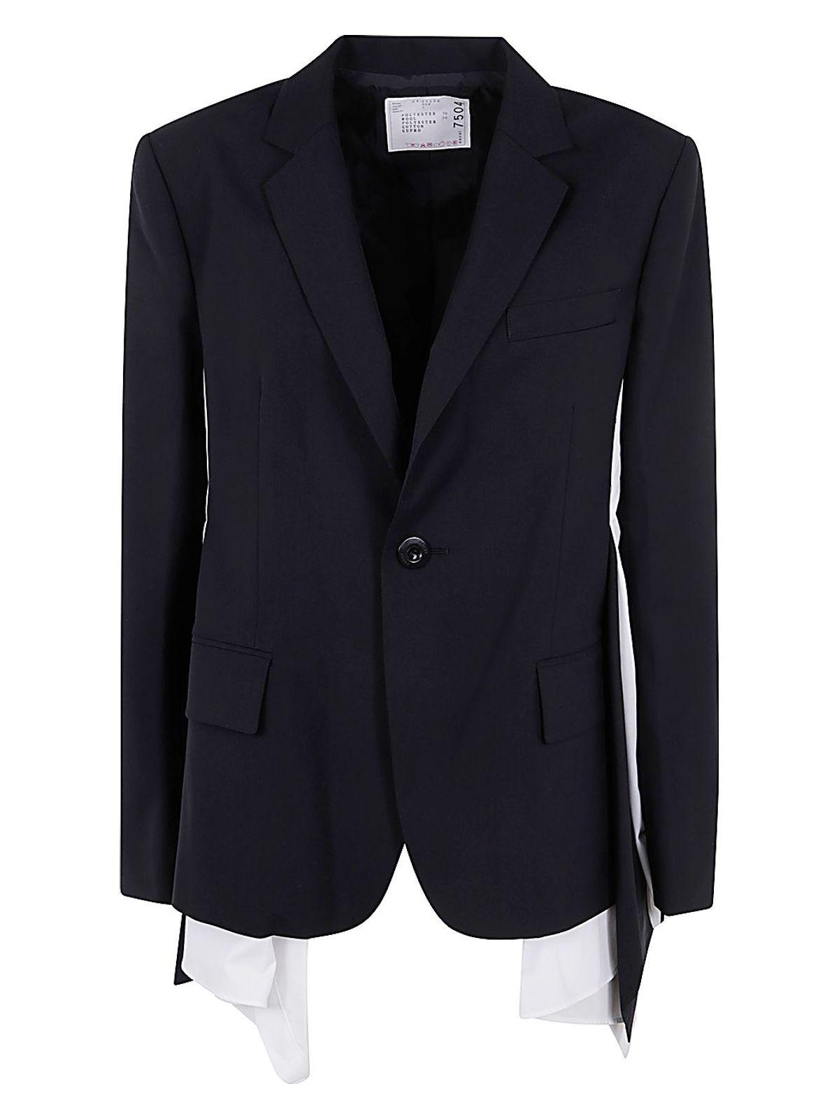 Sacai Women's Suiting X Cotton Poplin Jacket in Black