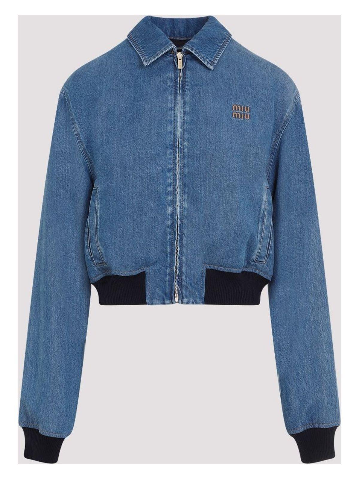 Miu Miu Women's Lyocell Jacket in Blue