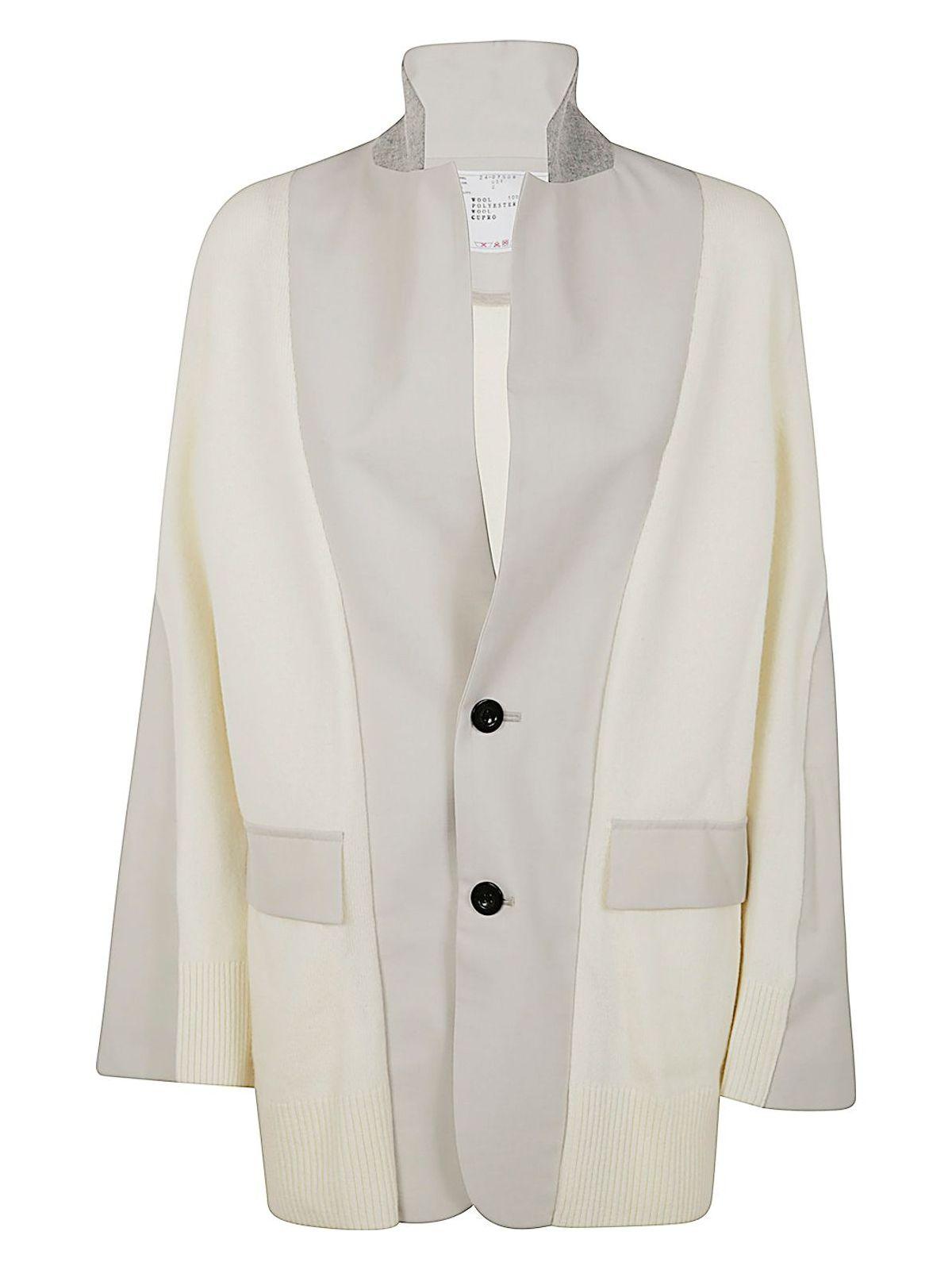 Sacai Women's Suiting X Knit Jacket in Nude & Neutrals