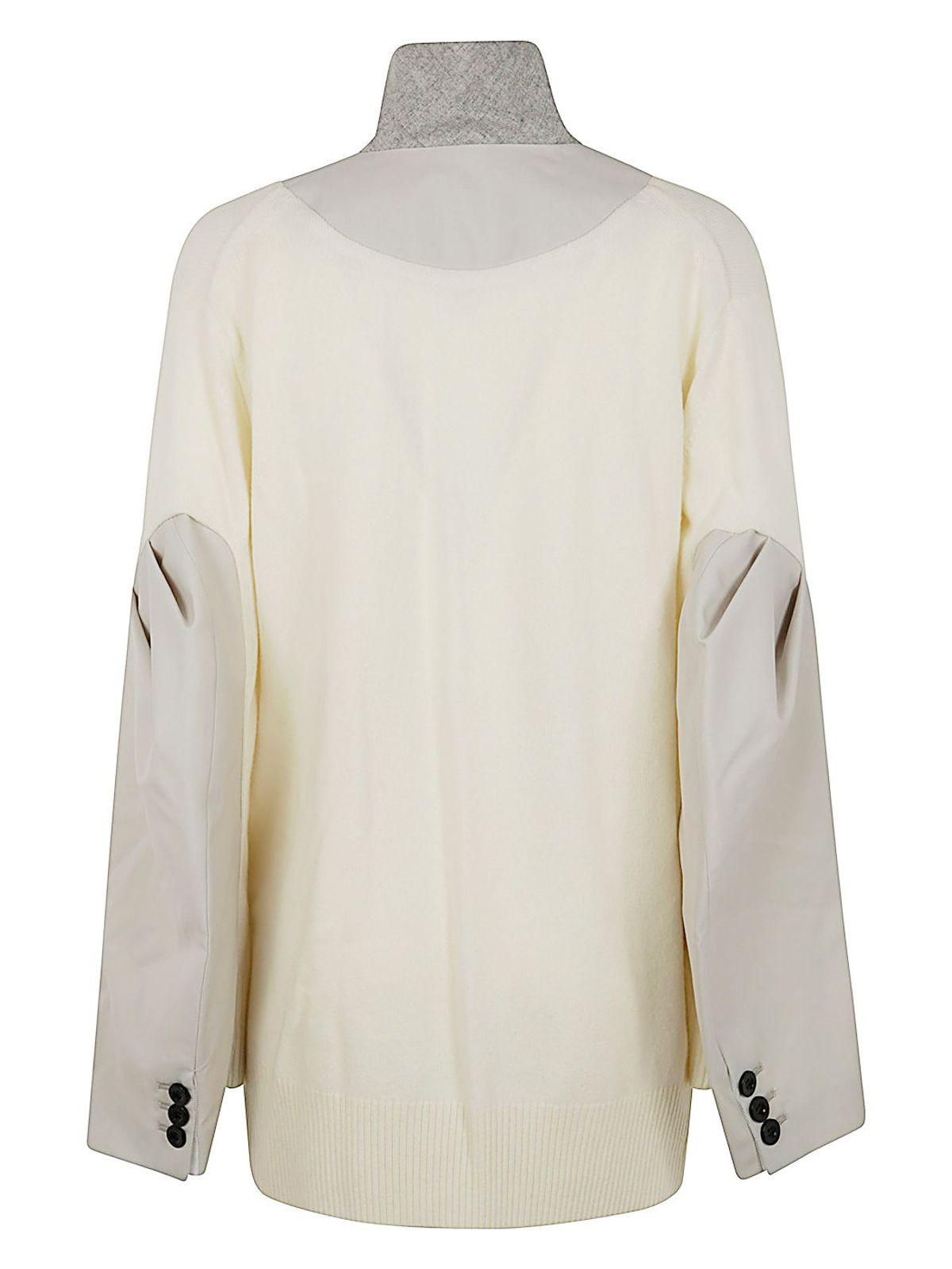 Sacai Women's Suiting X Knit Jacket in Nude & Neutrals