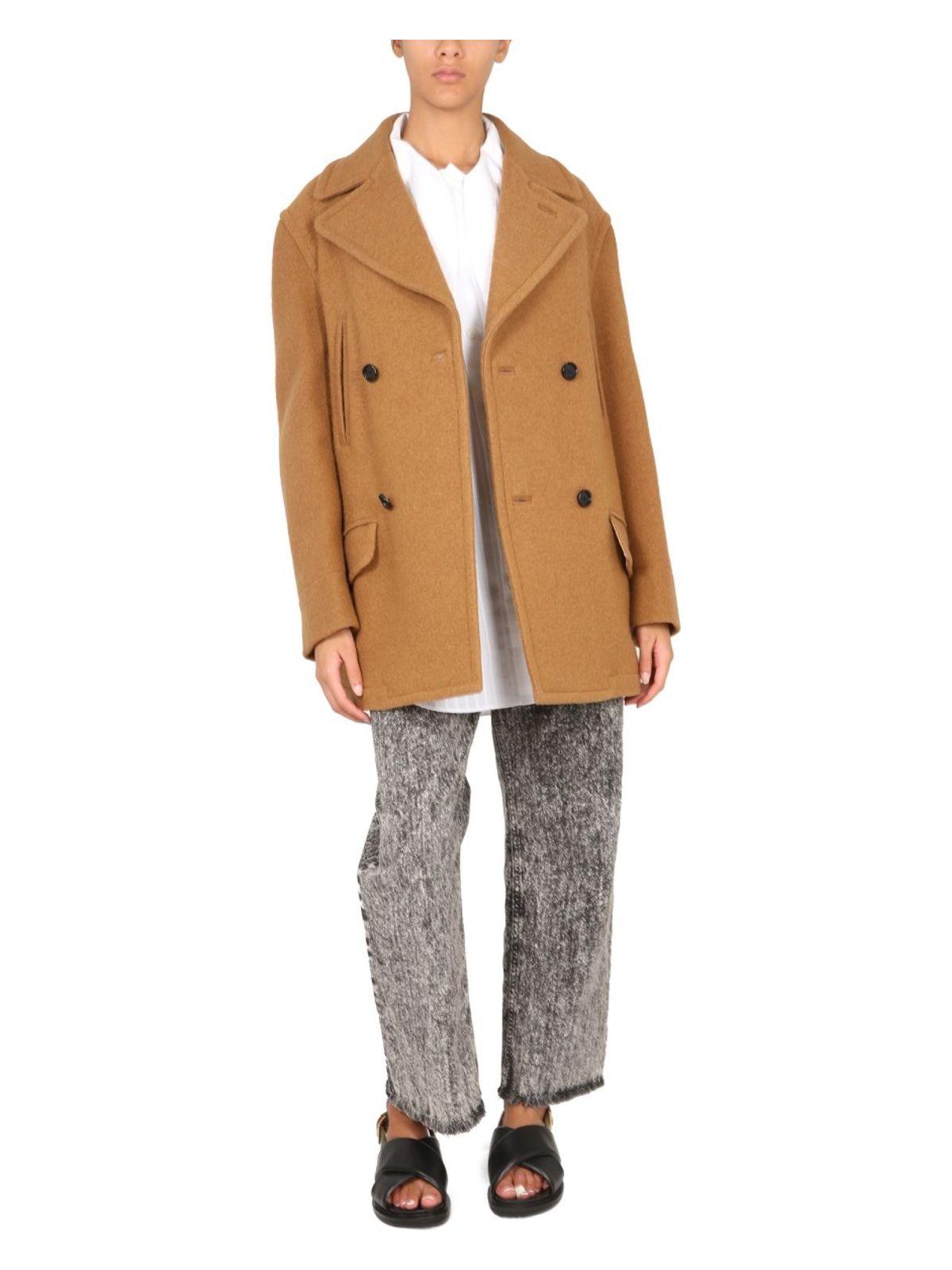 Marni Women's Double-Breasted Coat in Beige