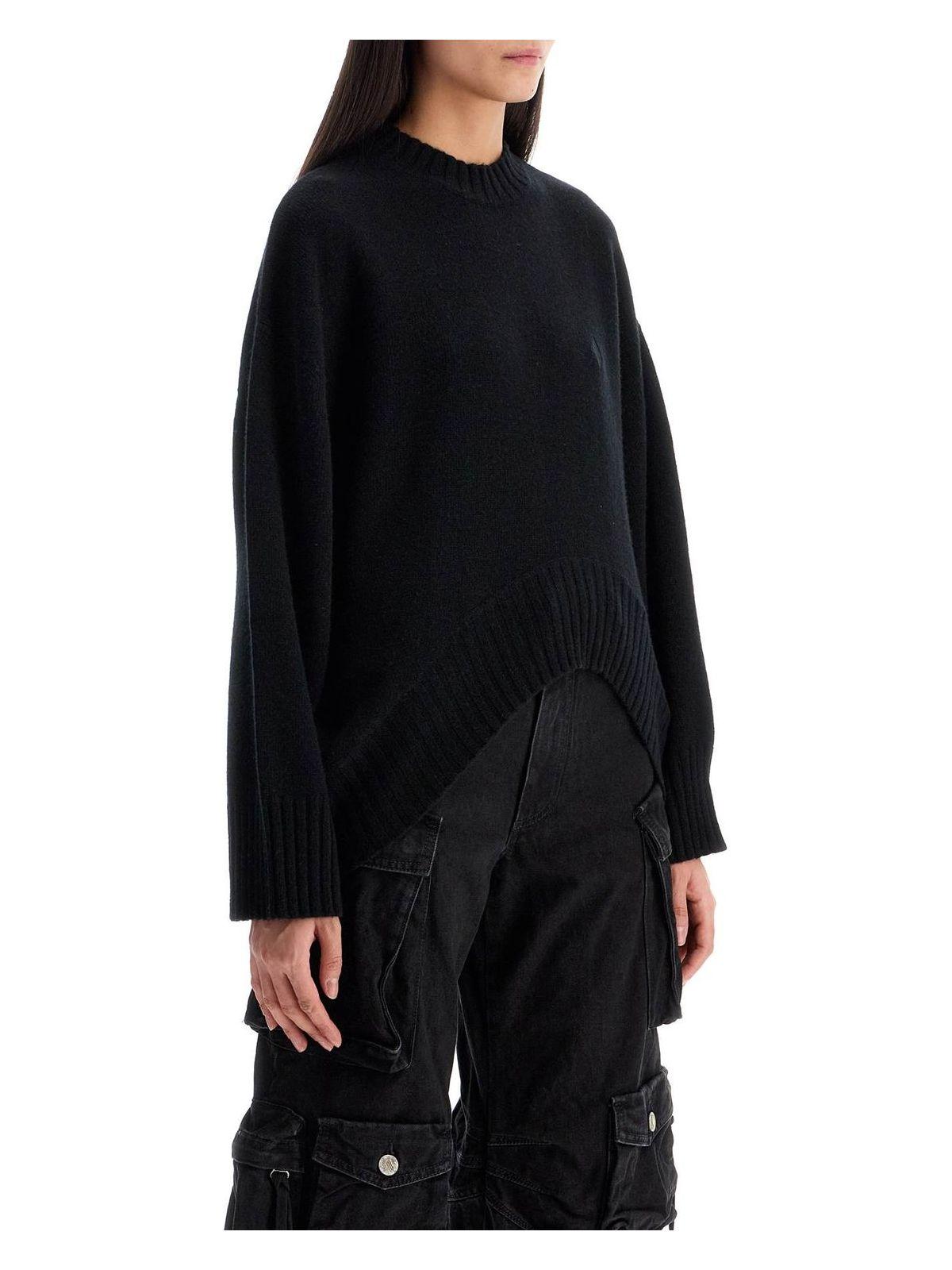The Attico Women's Wide Ribbed Cachemire Knit Sweater in Black