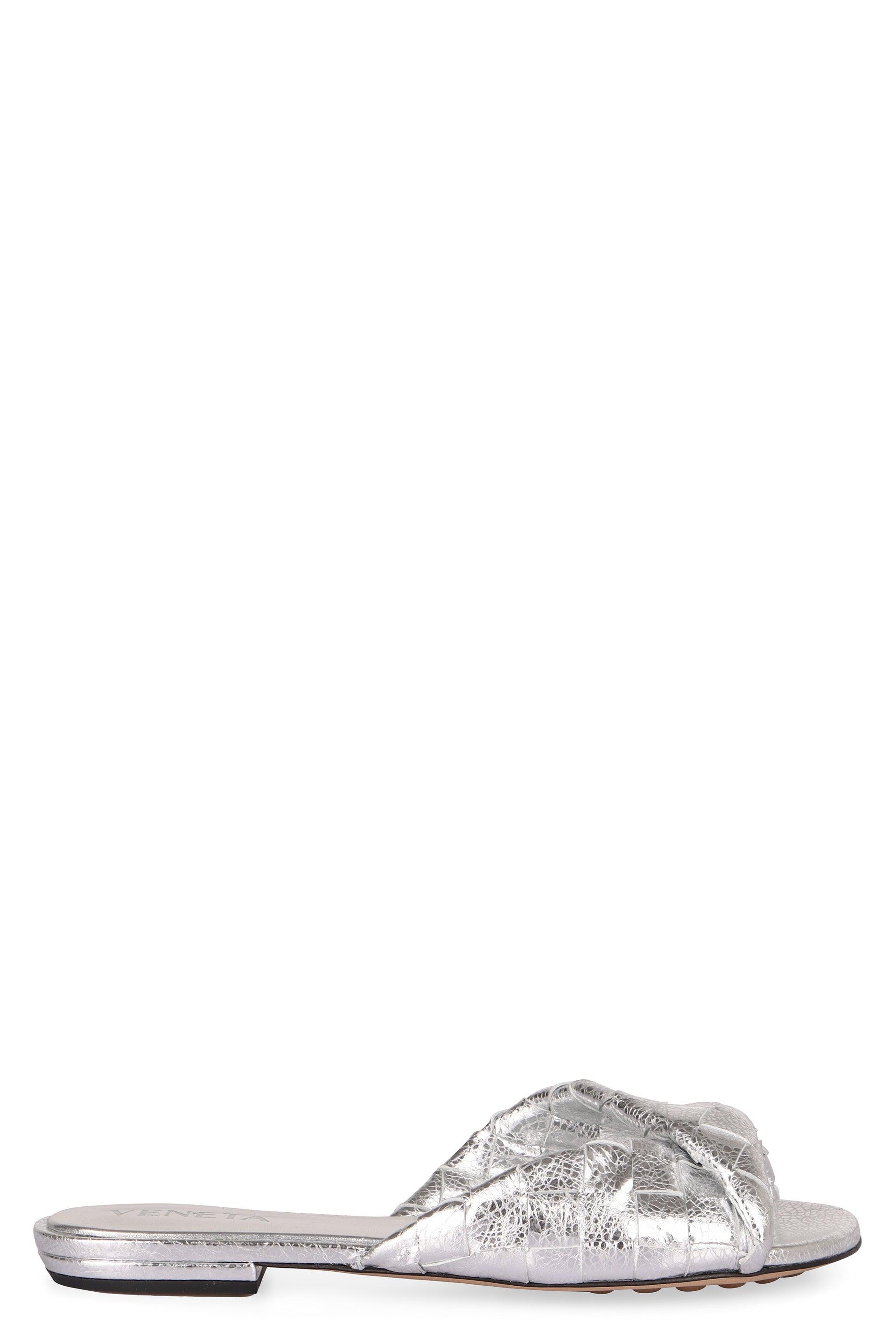 Bottega Veneta Women's Blink Leather Mules in Silver