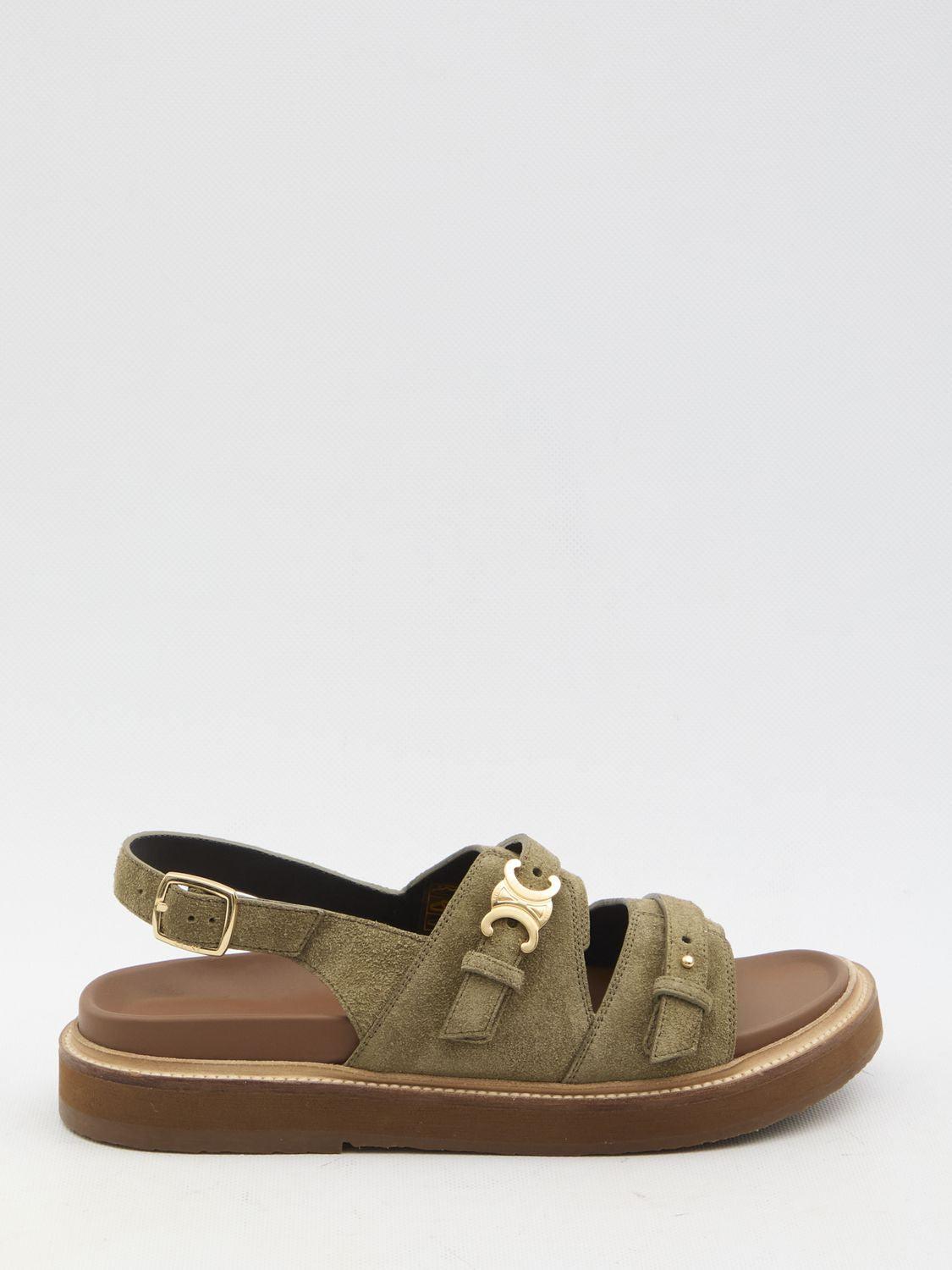 Celine Women's Tippi Triomphe Sandals in Green
