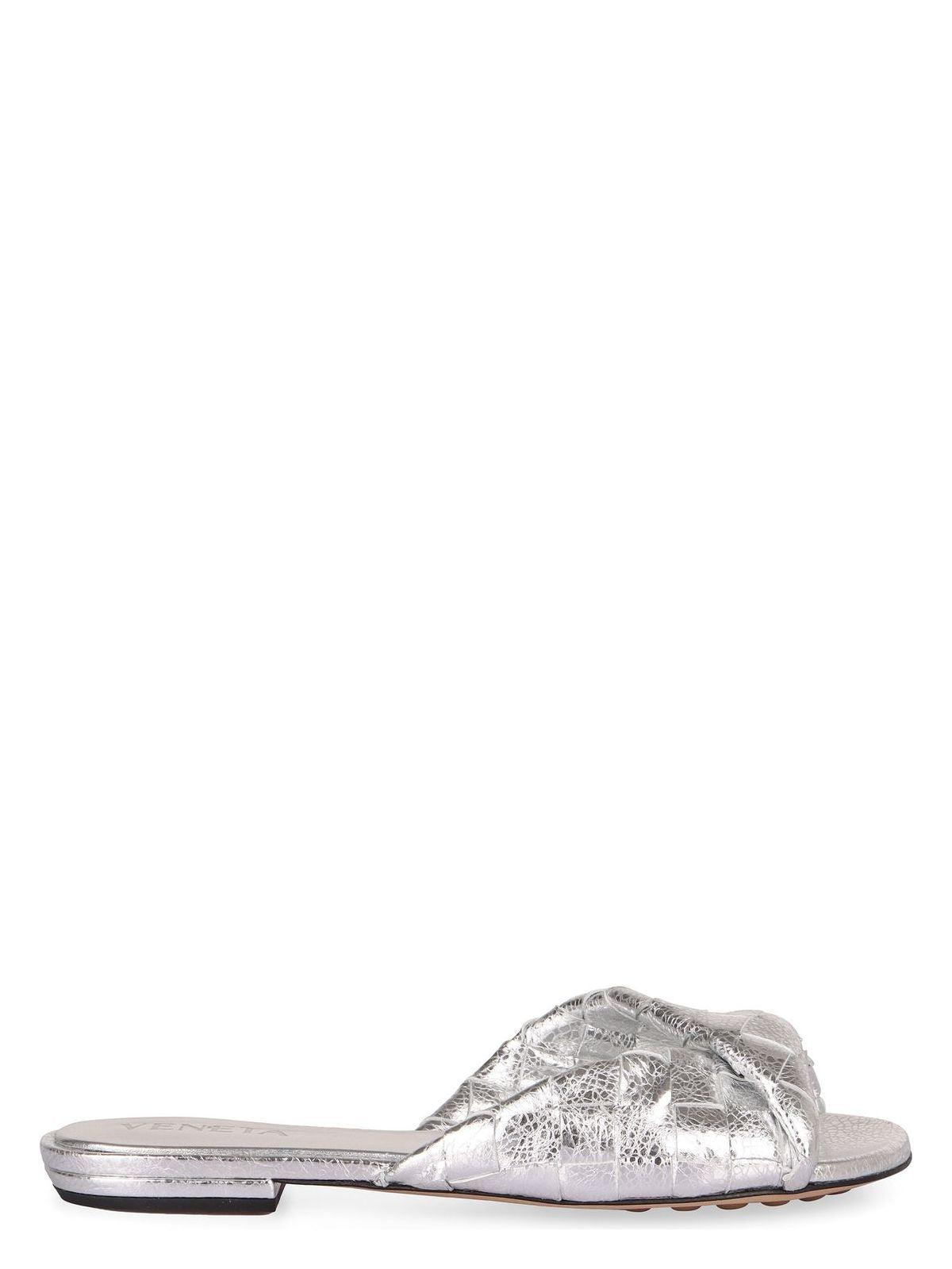 Bottega Veneta Women's Blink Leather Mules in Silver