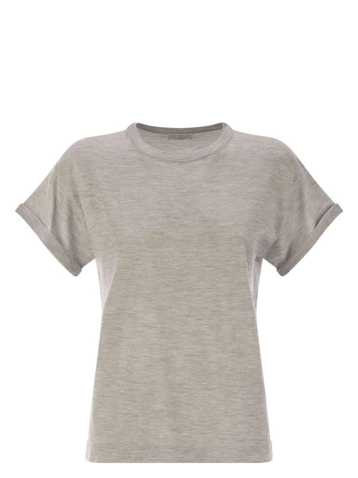 Brunello Cucinelli Women's Sparkling Lightweight Cashmere And Silk Sweater in Grey