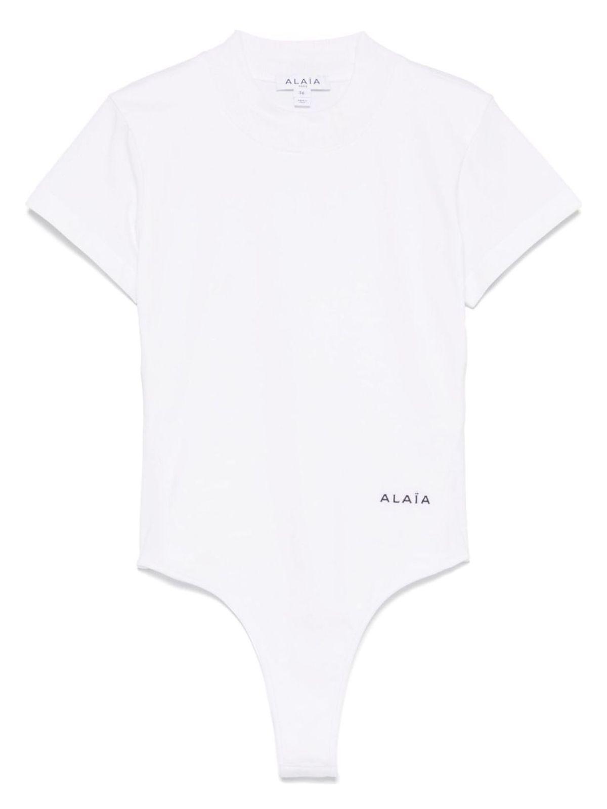 ALAIA Alaïa Women's Logo-Embroidered Bodysuit T-Shirt in White