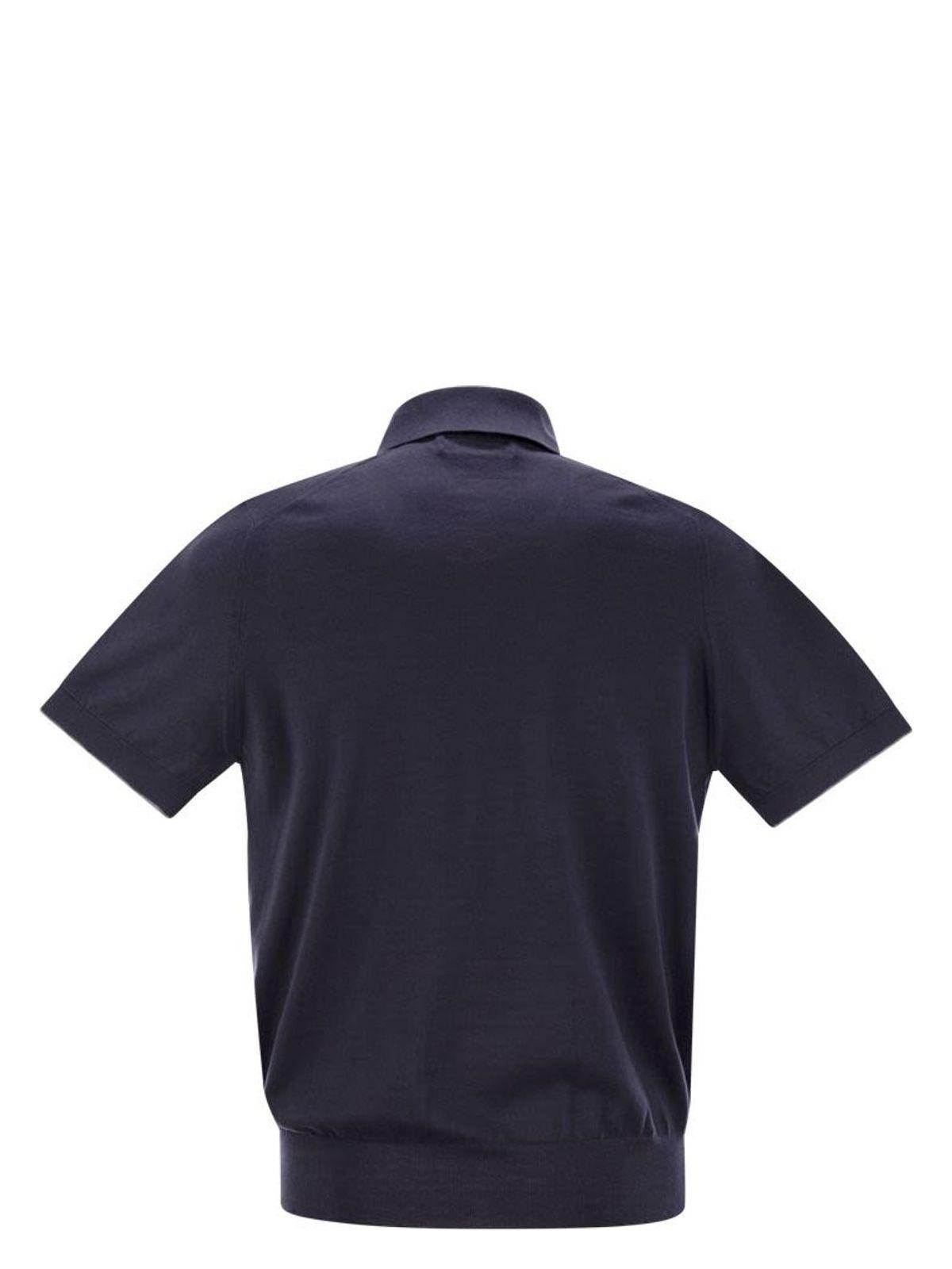 Brunello Cucinelli Men's Lightweight Cotton Knit Polo Shirt in Navy