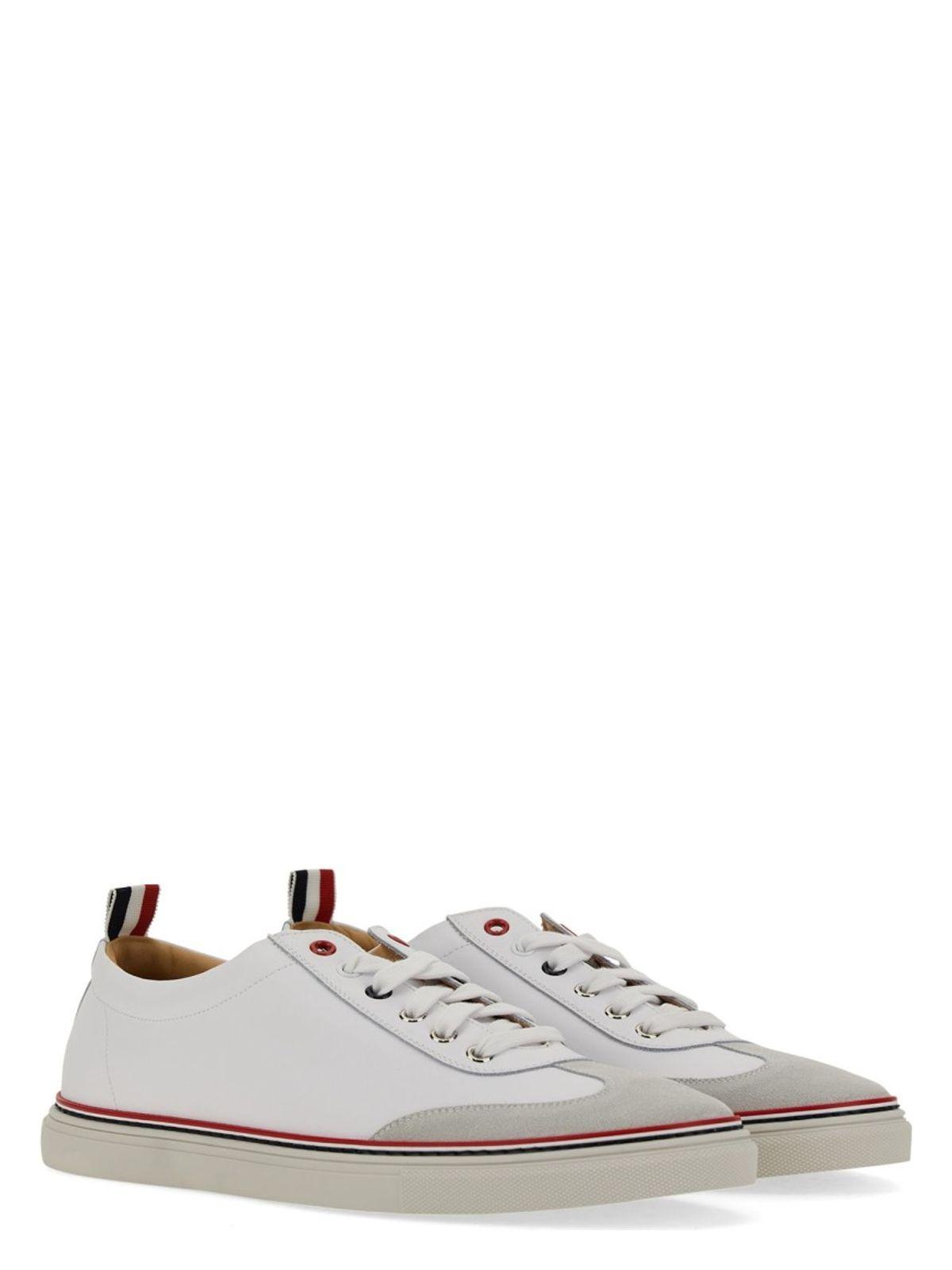 Thom Browne Men's Low-Top Leather Sneaker in White