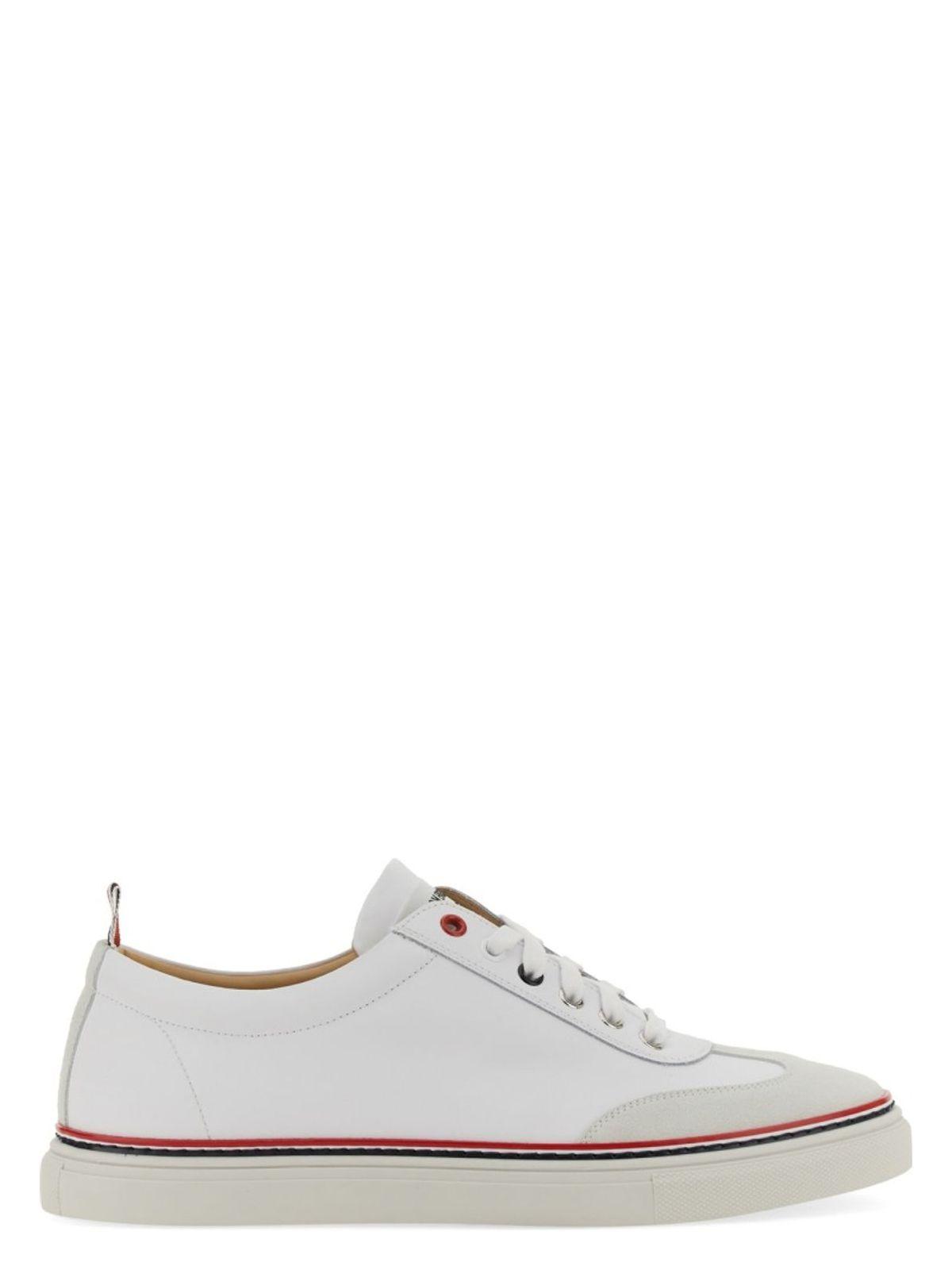 Thom Browne Men's Low-Top Leather Sneaker in White