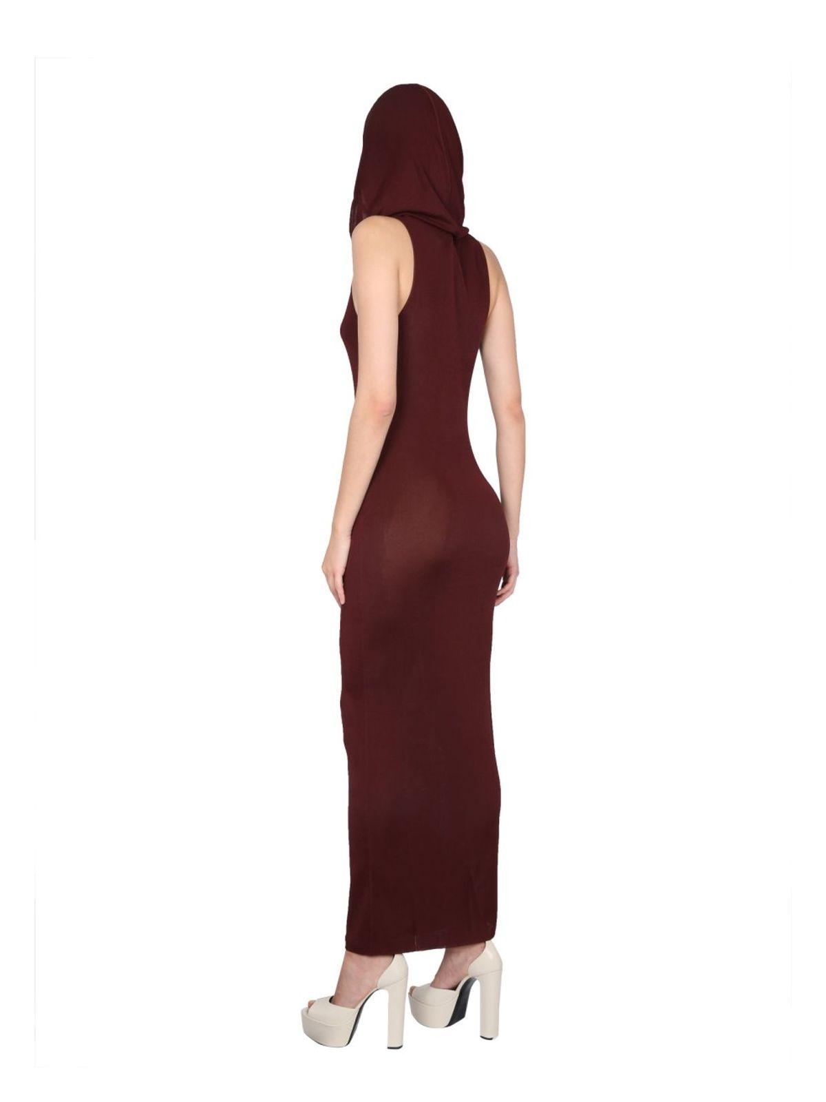 Saint Laurent Women's Viscose Hooded Dress in Bordeaux