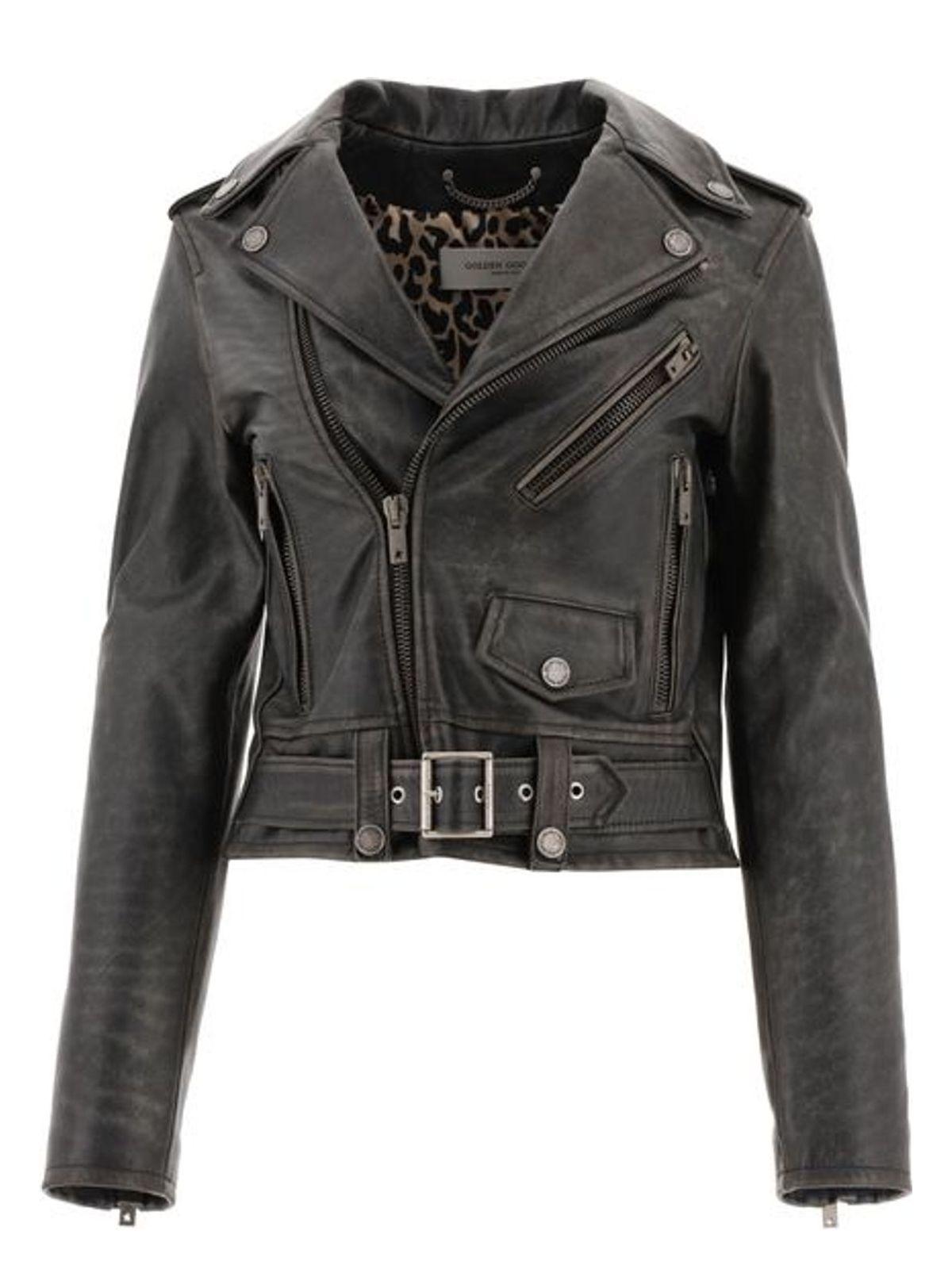 Golden Goose Women's Leather Biker Jacket in Black