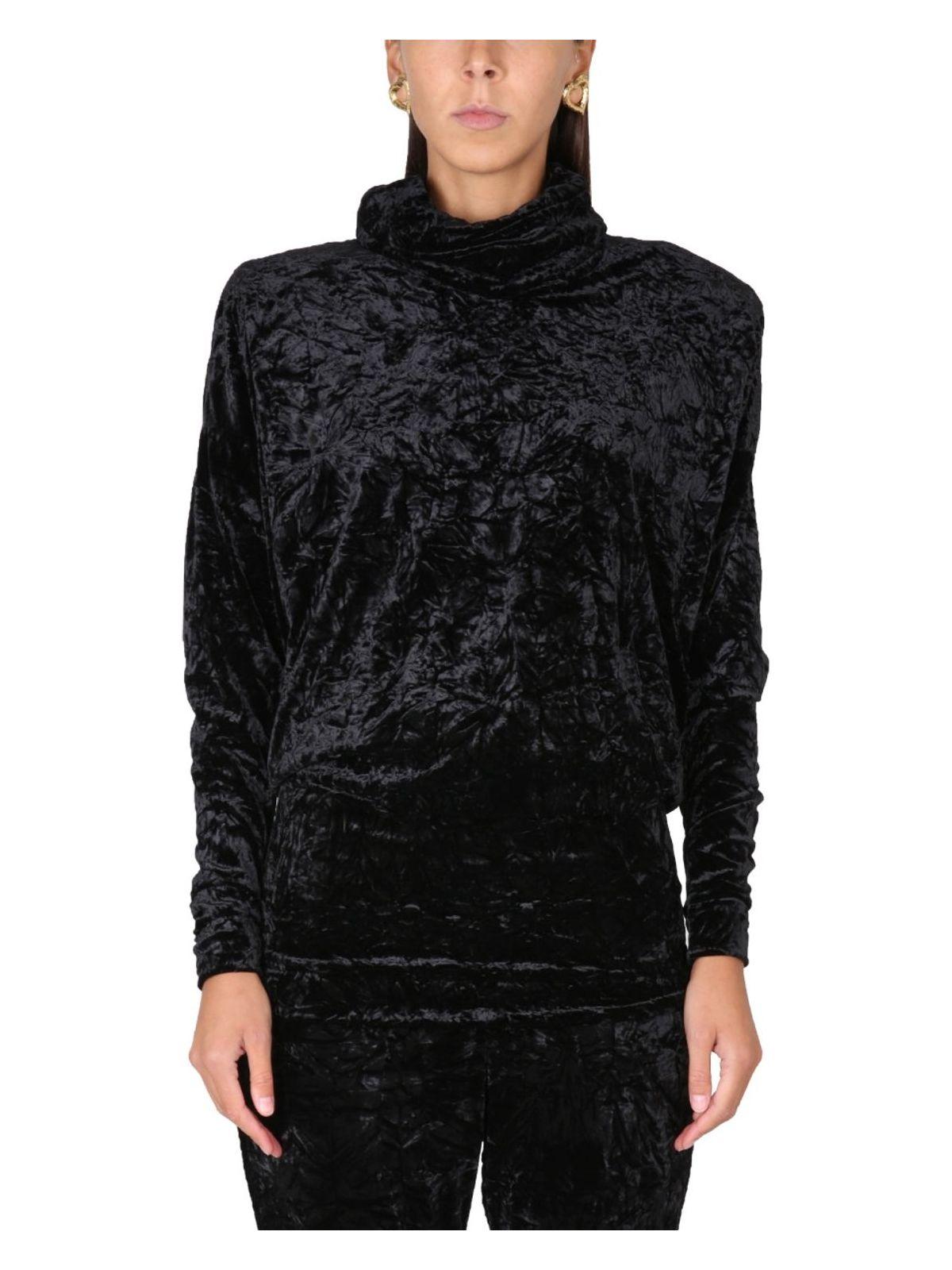 Saint Laurent Women's Velvet Turtleneck Top in Black