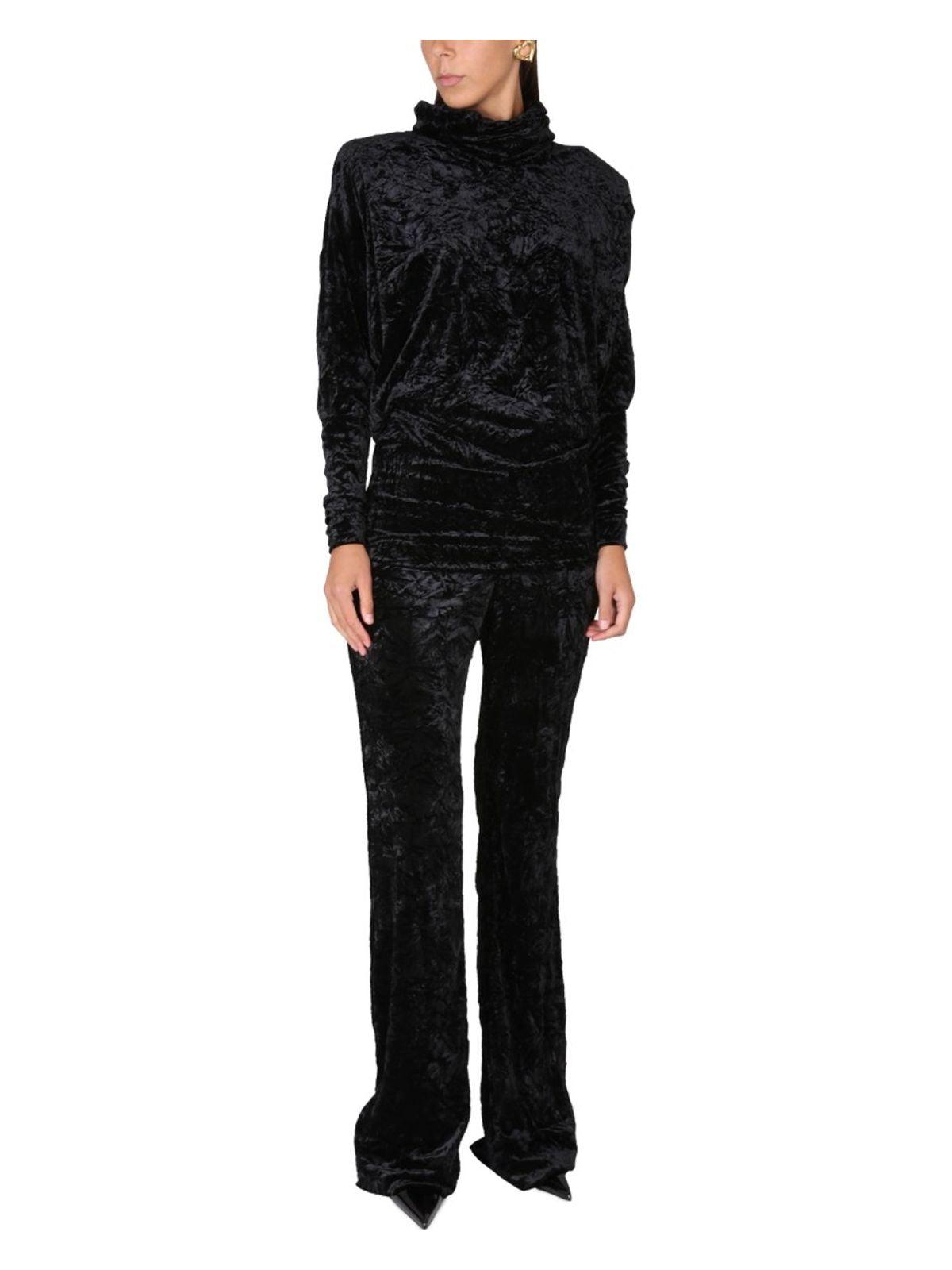 Saint Laurent Women's Velvet Turtleneck Top in Black