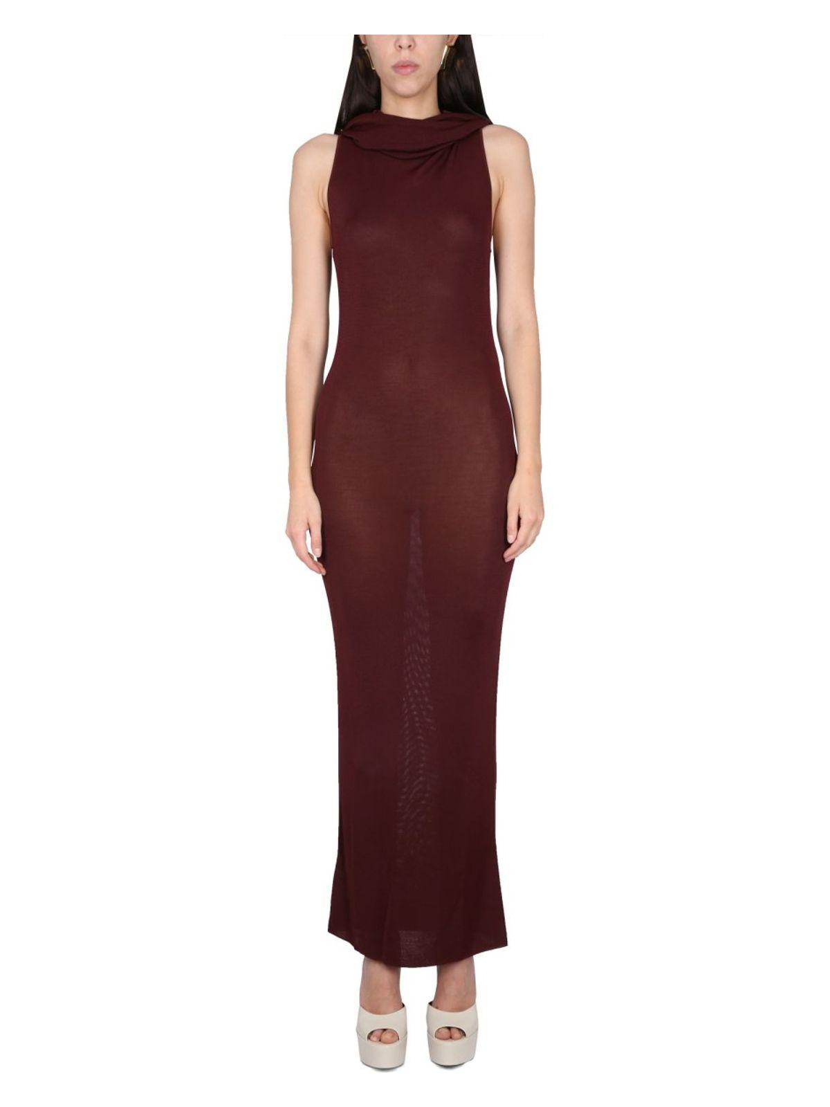 Saint Laurent Women's Viscose Hooded Dress in Bordeaux