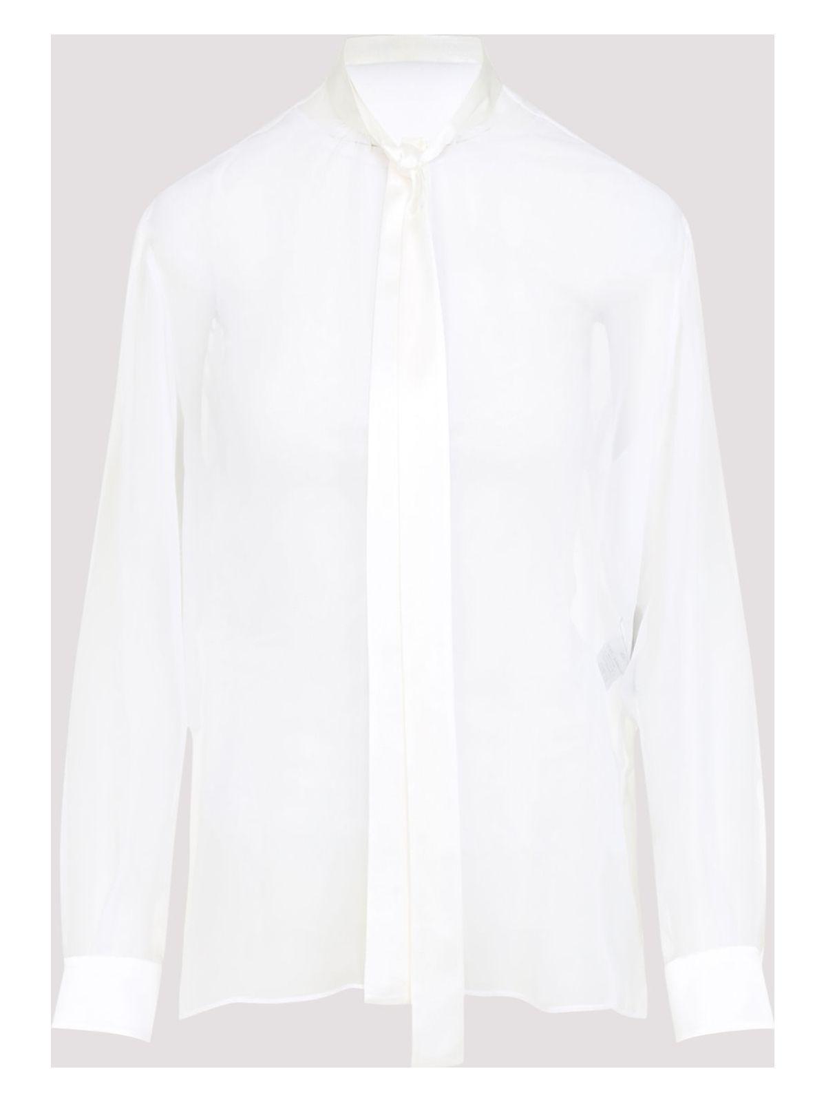Dolce & Gabbana Women's Chiffon Shirt With Bow in White