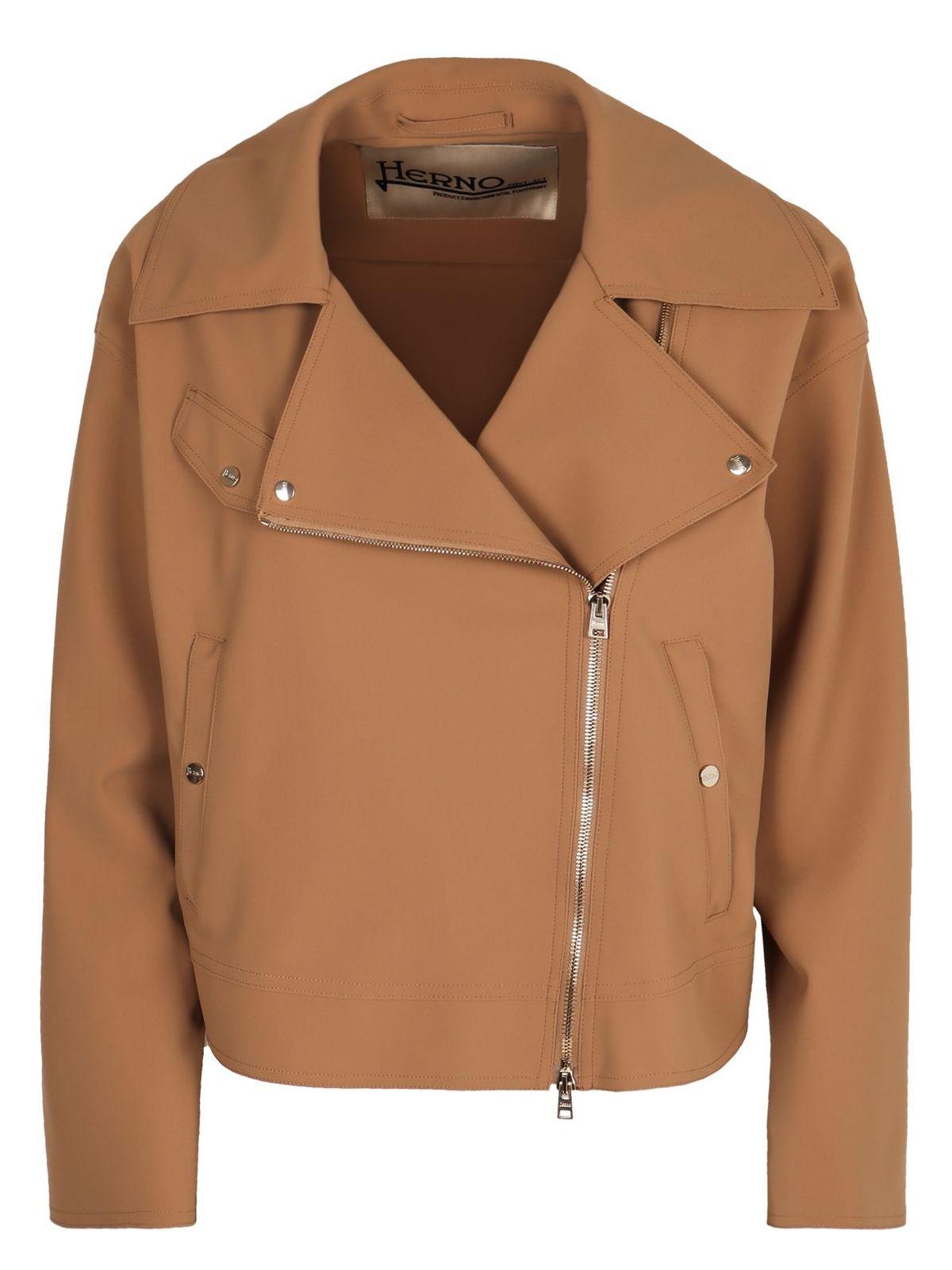 Herno Women's Biker Jacket in Camel
