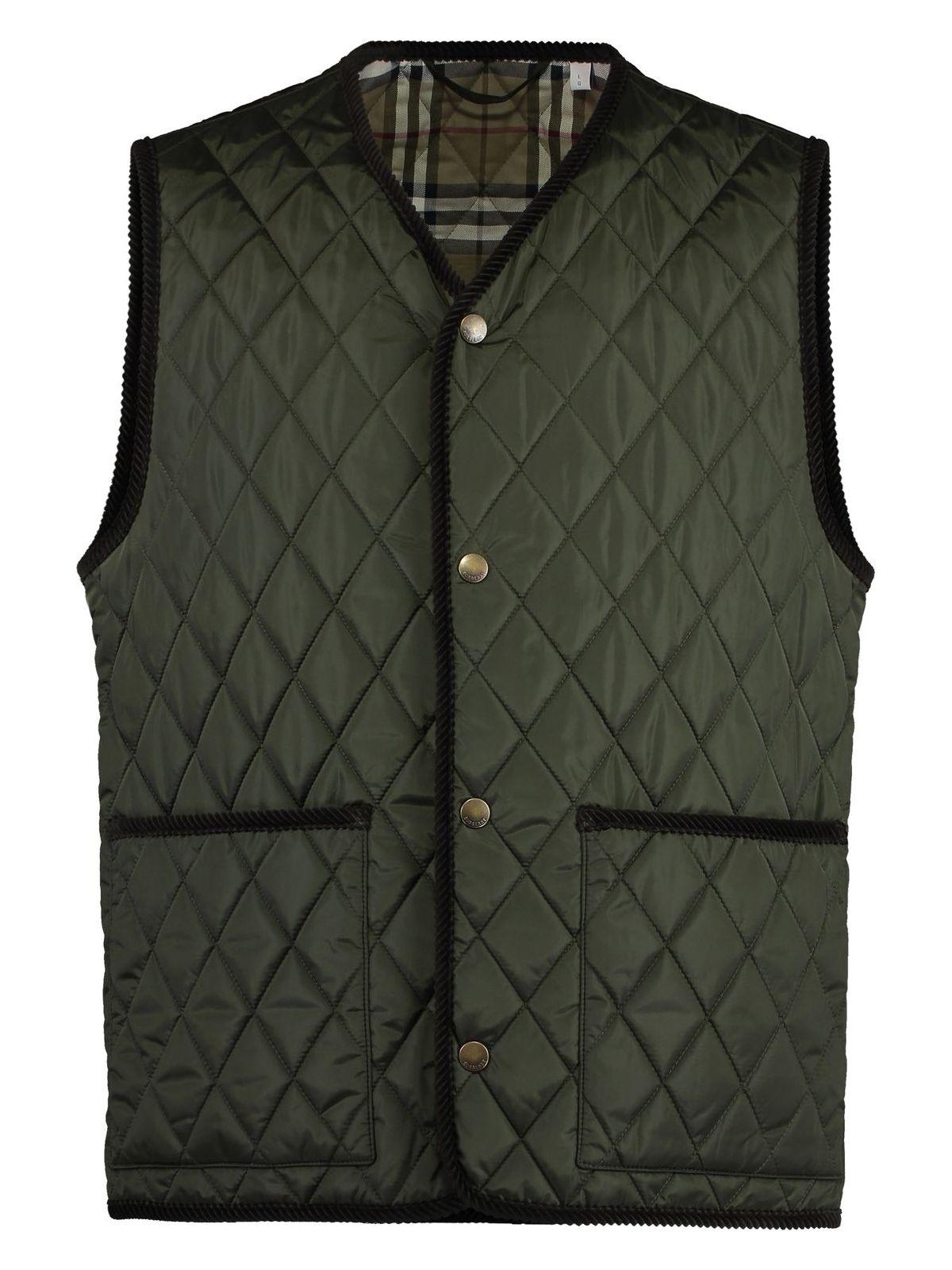Burberry Men's Full Zip Down Vest in Green