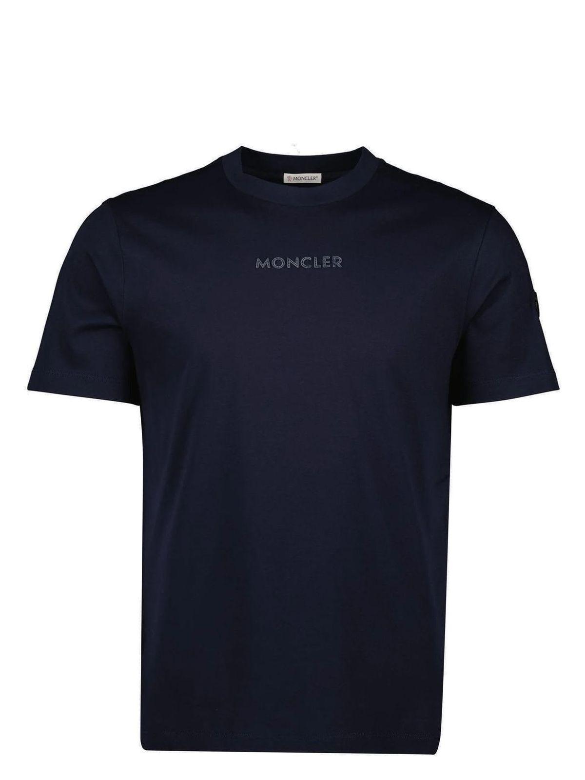 Moncler Men's SS T-Shirt in White and Navy