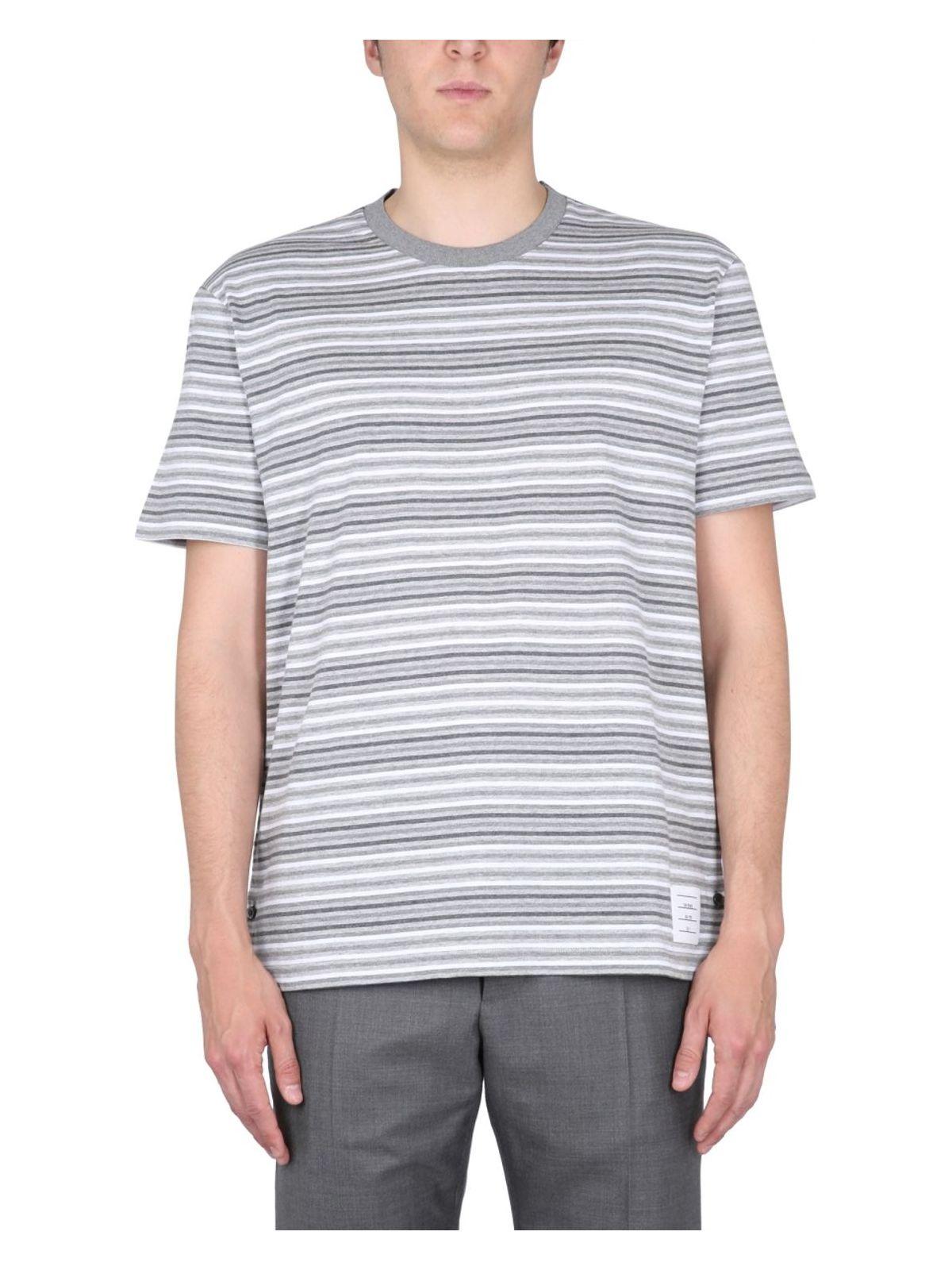 Thom Browne Men's Striped T-Shirt in Grey