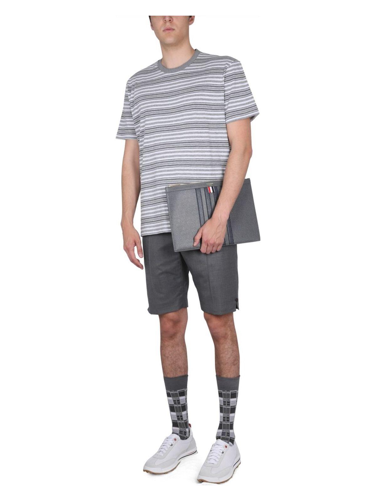 Thom Browne Men's Striped T-Shirt in Grey