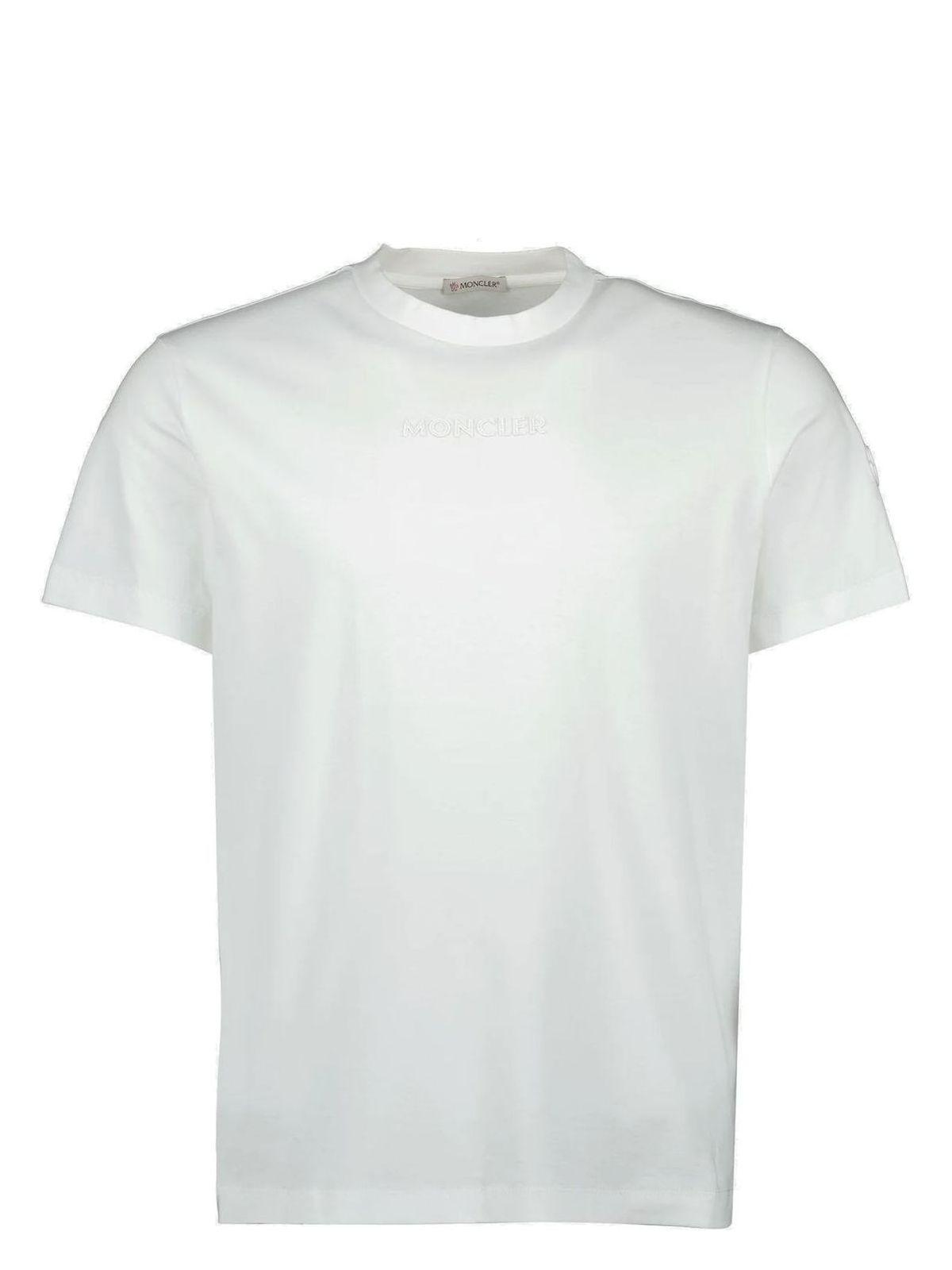 Moncler Men's SS T-Shirt in White and Navy