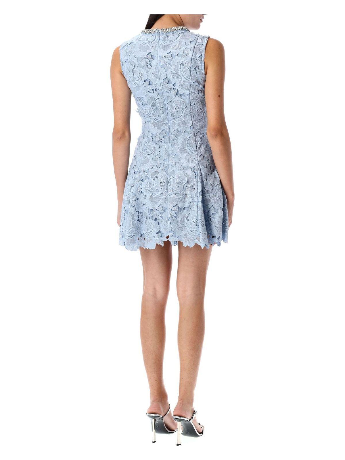 Self-Portrait Women's Flower Lace Mini Dress in Light Blue
