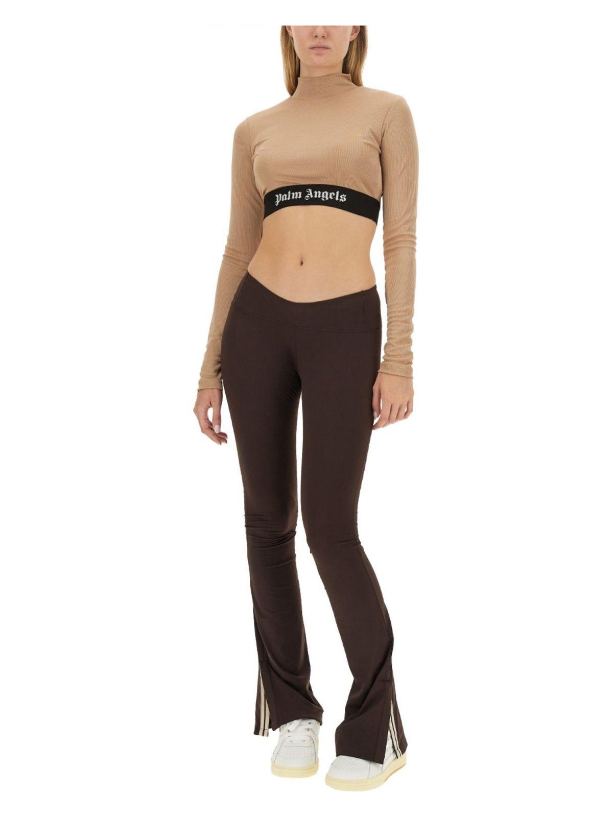 Palm Angels Women's Cropped Top With Logo in Beige