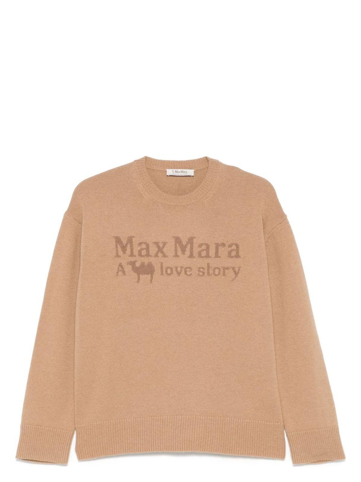 'S MAX MARA S Max Mara Women's Logo Wool Jumper Sweater in Camel