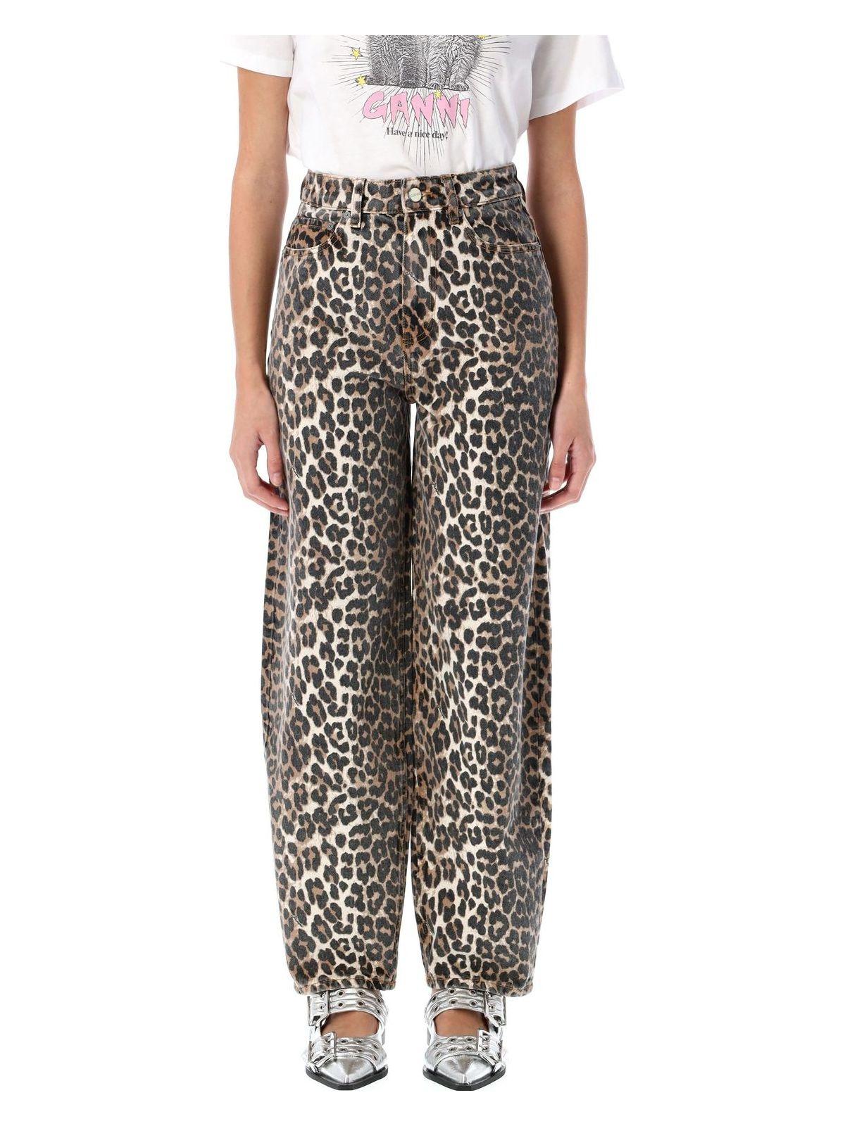 Ganni Women's Denim Stary Jeans in Leopard