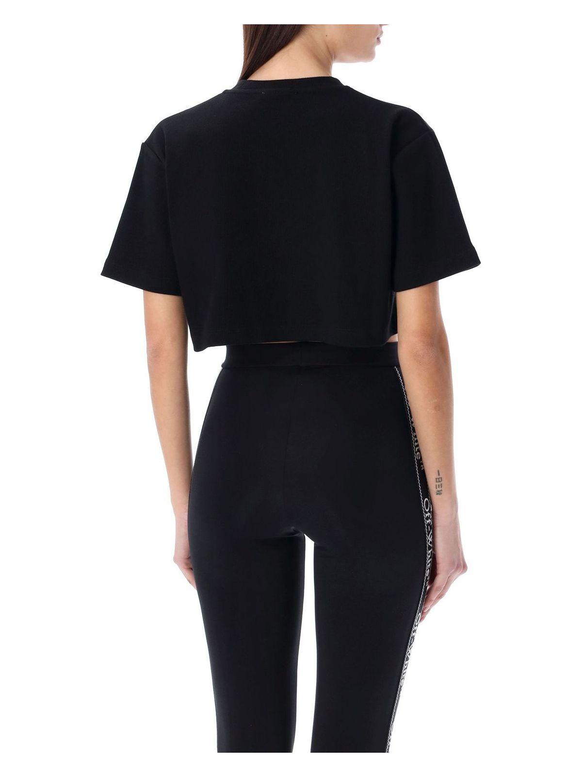 Off-White Women's Cropped T-Shirt with Logo in Black