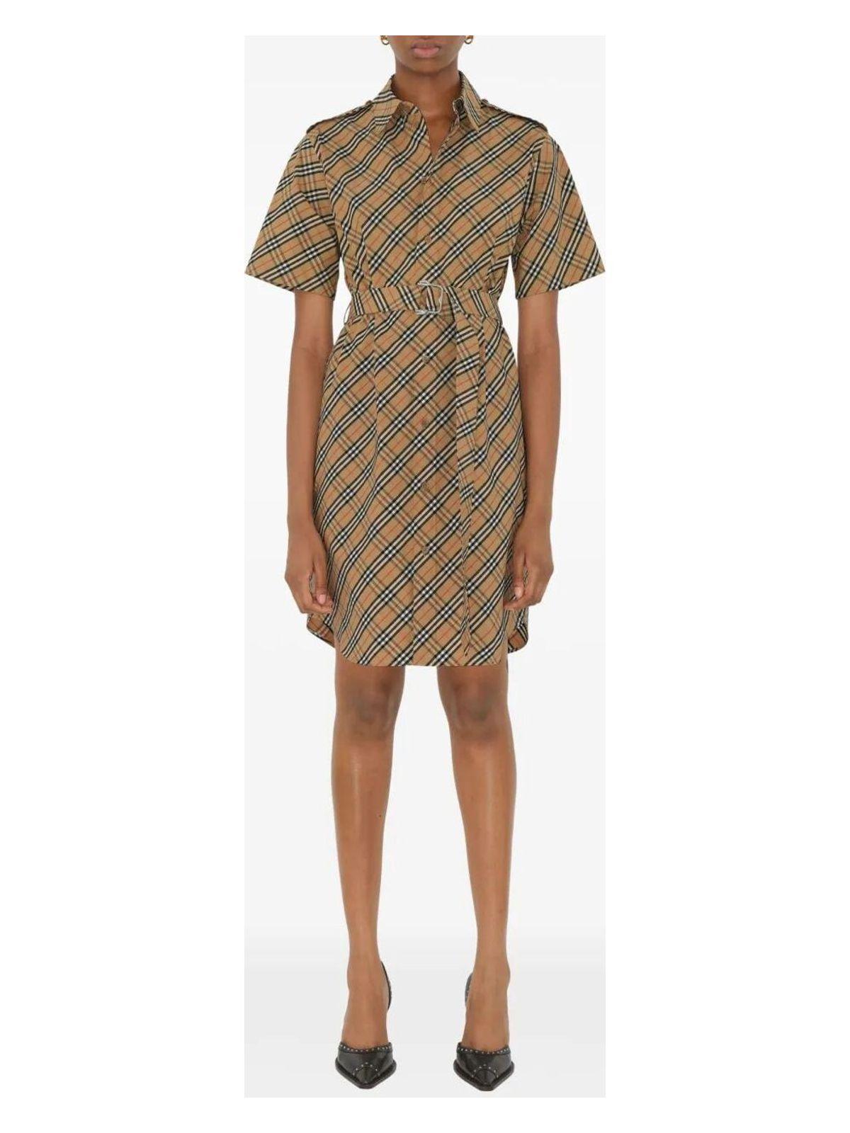 Burberry Women's Check Cotton Shirt Dress in Nude & Neutrals