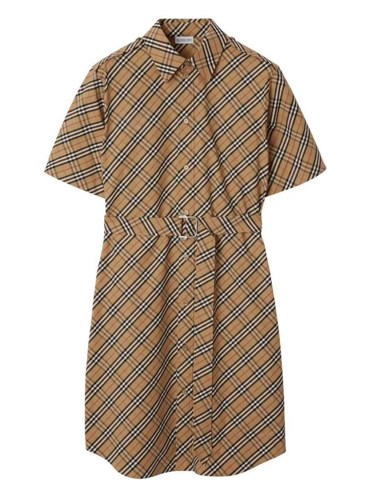 Burberry Women's Check Cotton Shirt Dress in Nude & Neutrals