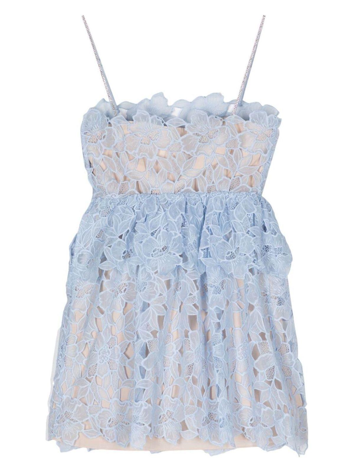 Self-Portrait Women's Organza Lace Mini Dress in Blue