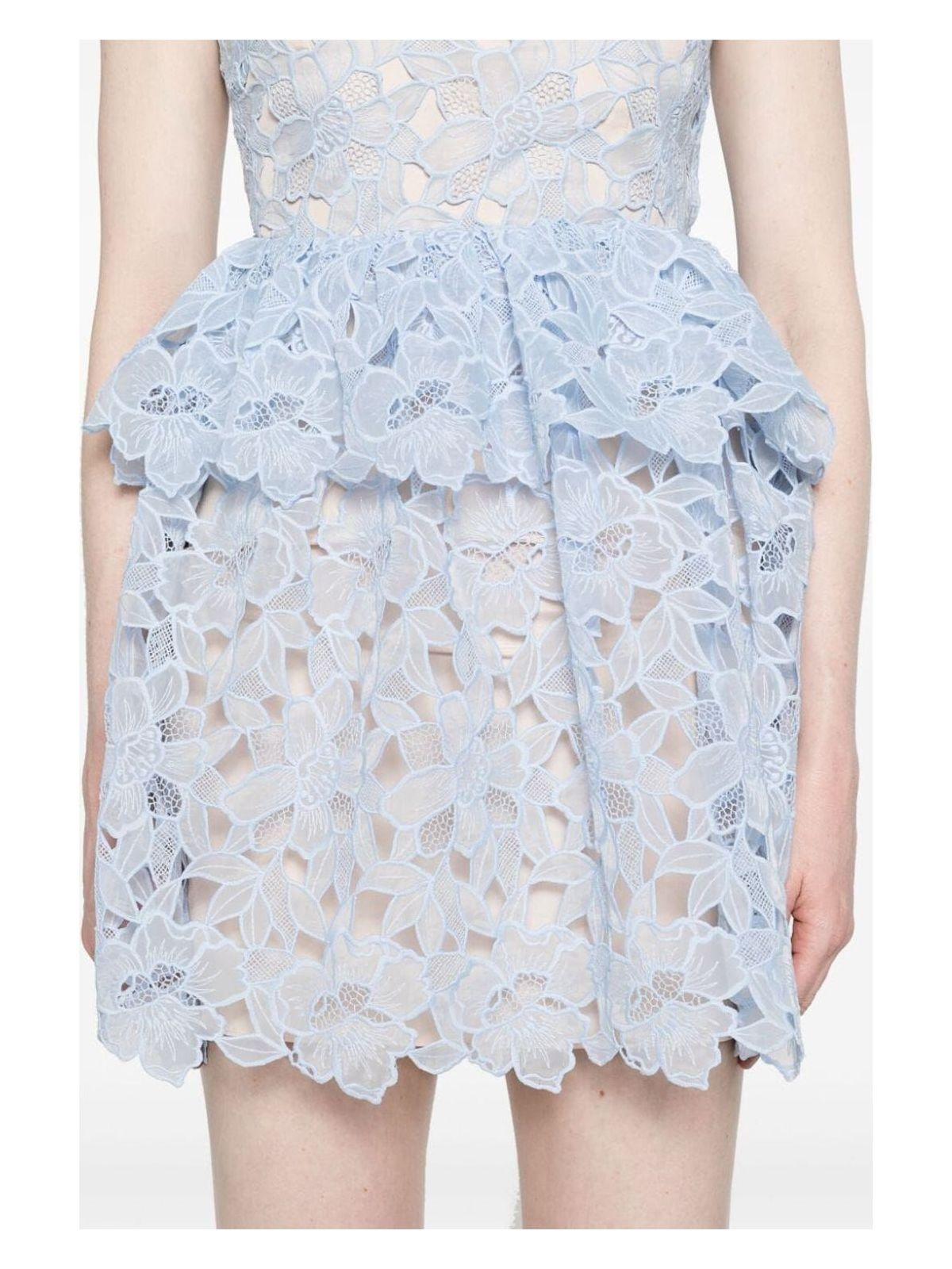Self-Portrait Women's Organza Lace Mini Dress in Blue