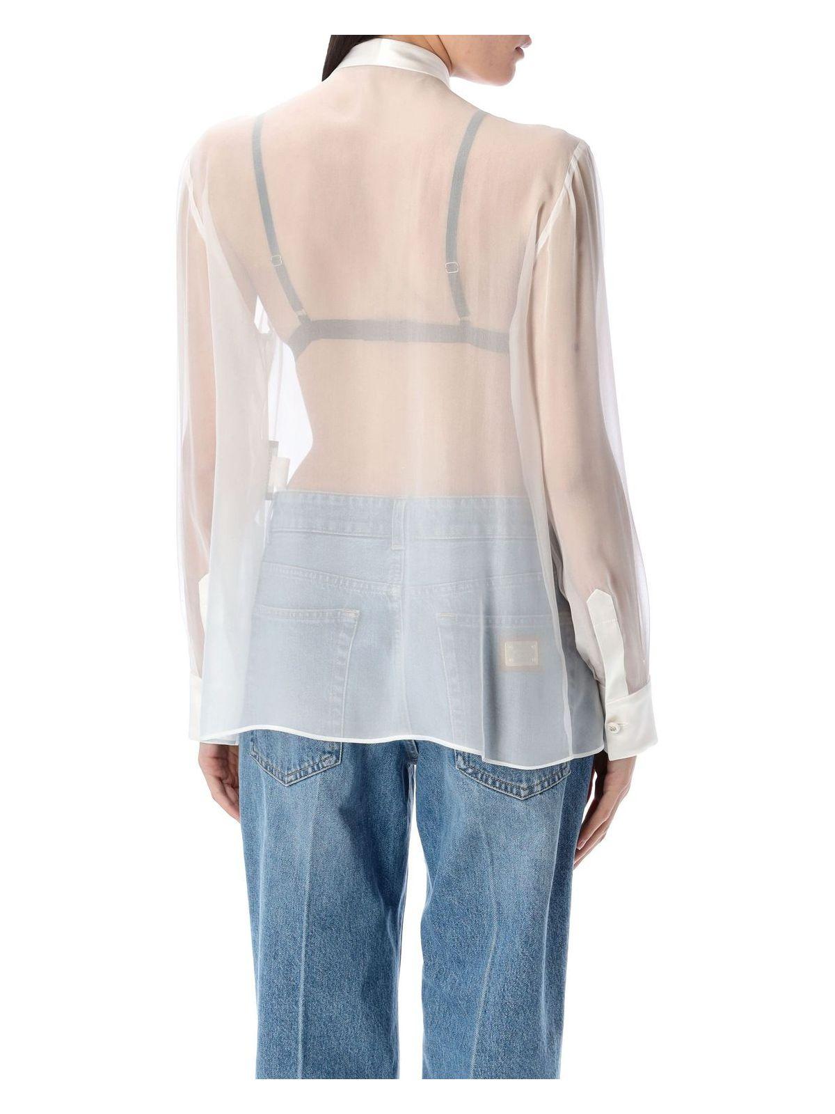 Dolce & Gabbana Women's Chiffon Shirt With Bow in White