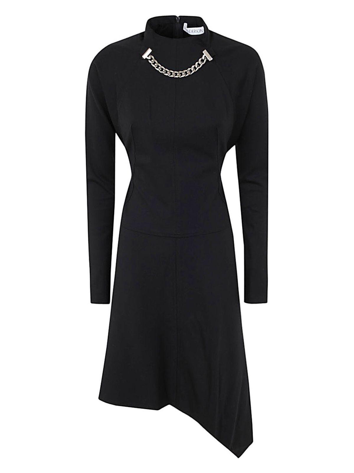 Jw Anderson Women's Neck Chain Long Sleeve Dress in Black