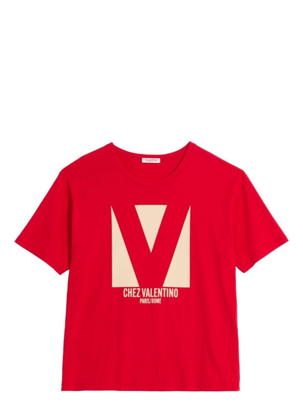 Valentino Garavani Valentino Men's Cotton T-Shirt With Chez Print in Red