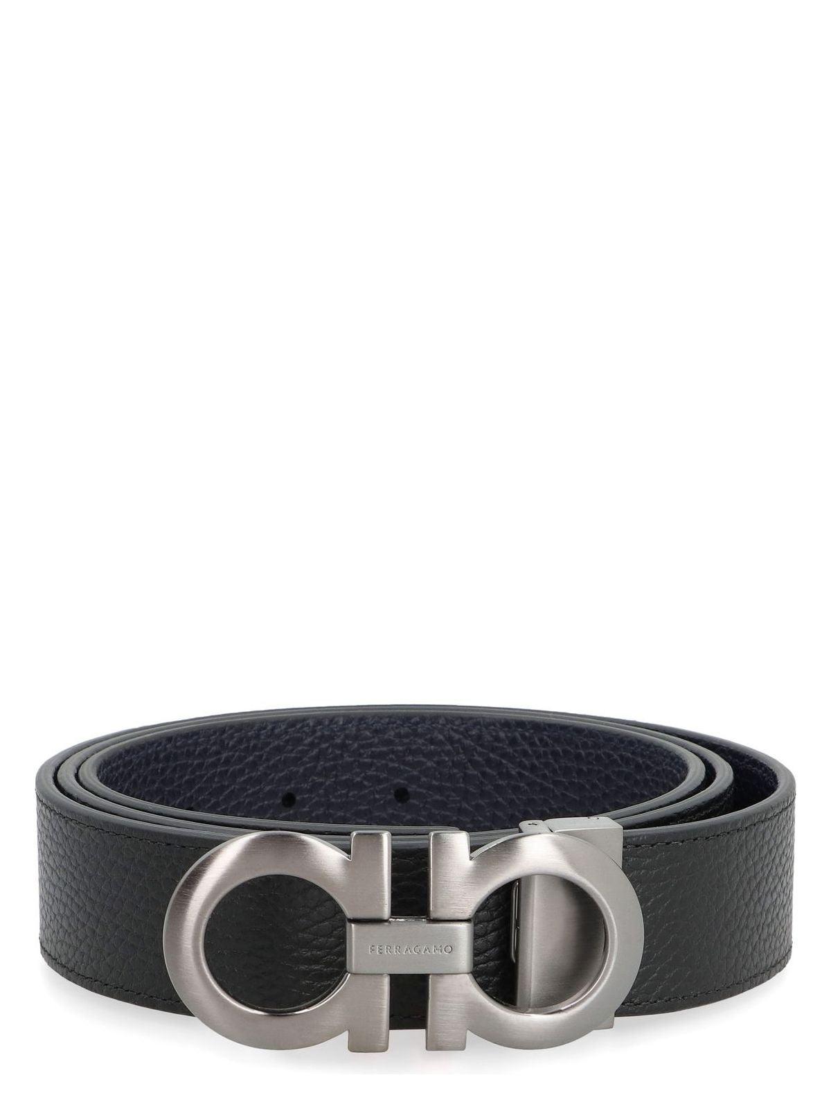 Ferragamo Men's Gancini Reversible Leather Belt in Black