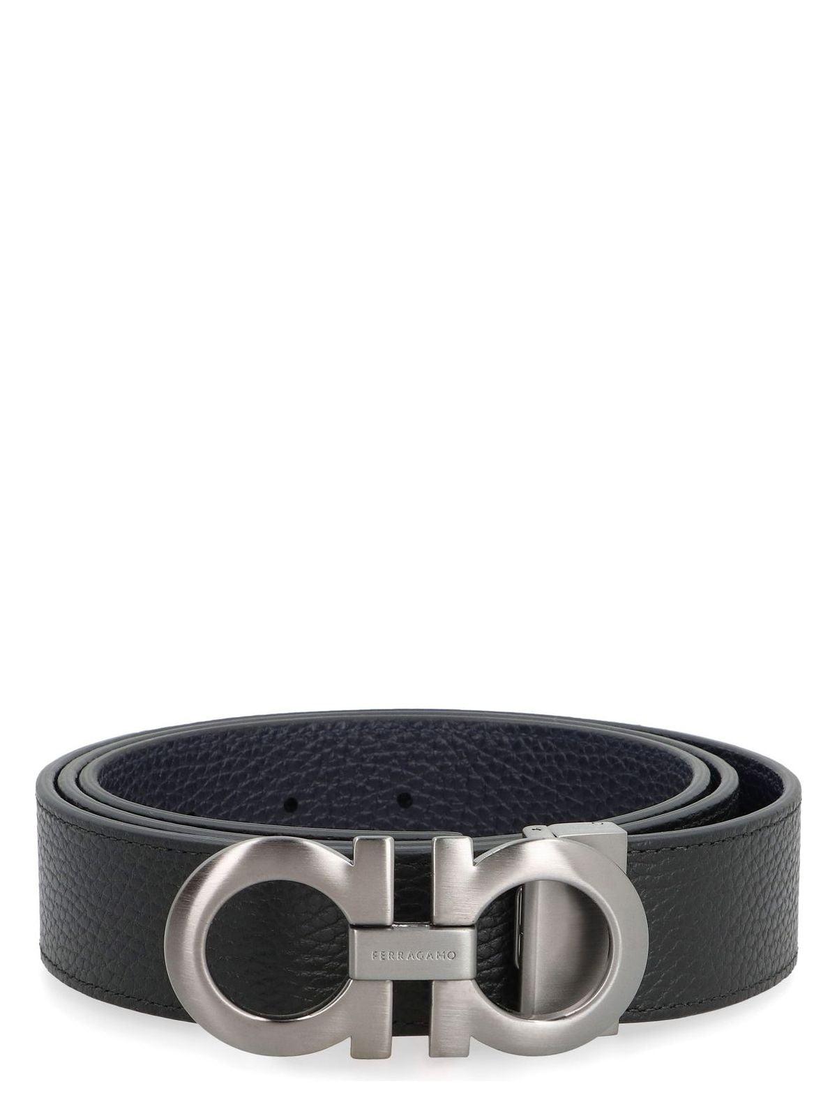 Ferragamo Men's Gancini Reversible Leather Belt in Black