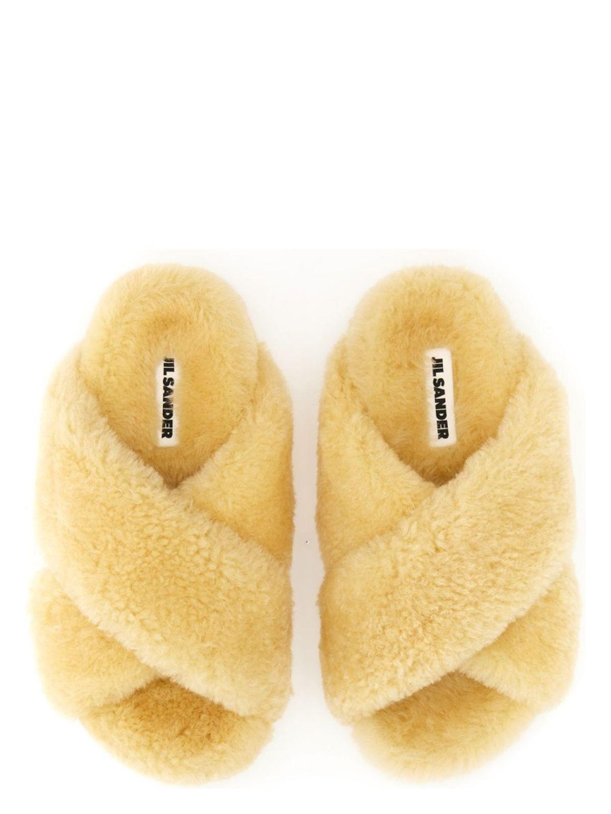 Jil Sander Women's Shearling Sandal in Powder