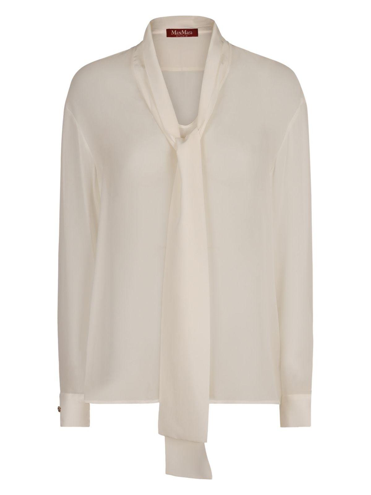 Max Mara Studio Women's Crotone Silk Blouse Top in White