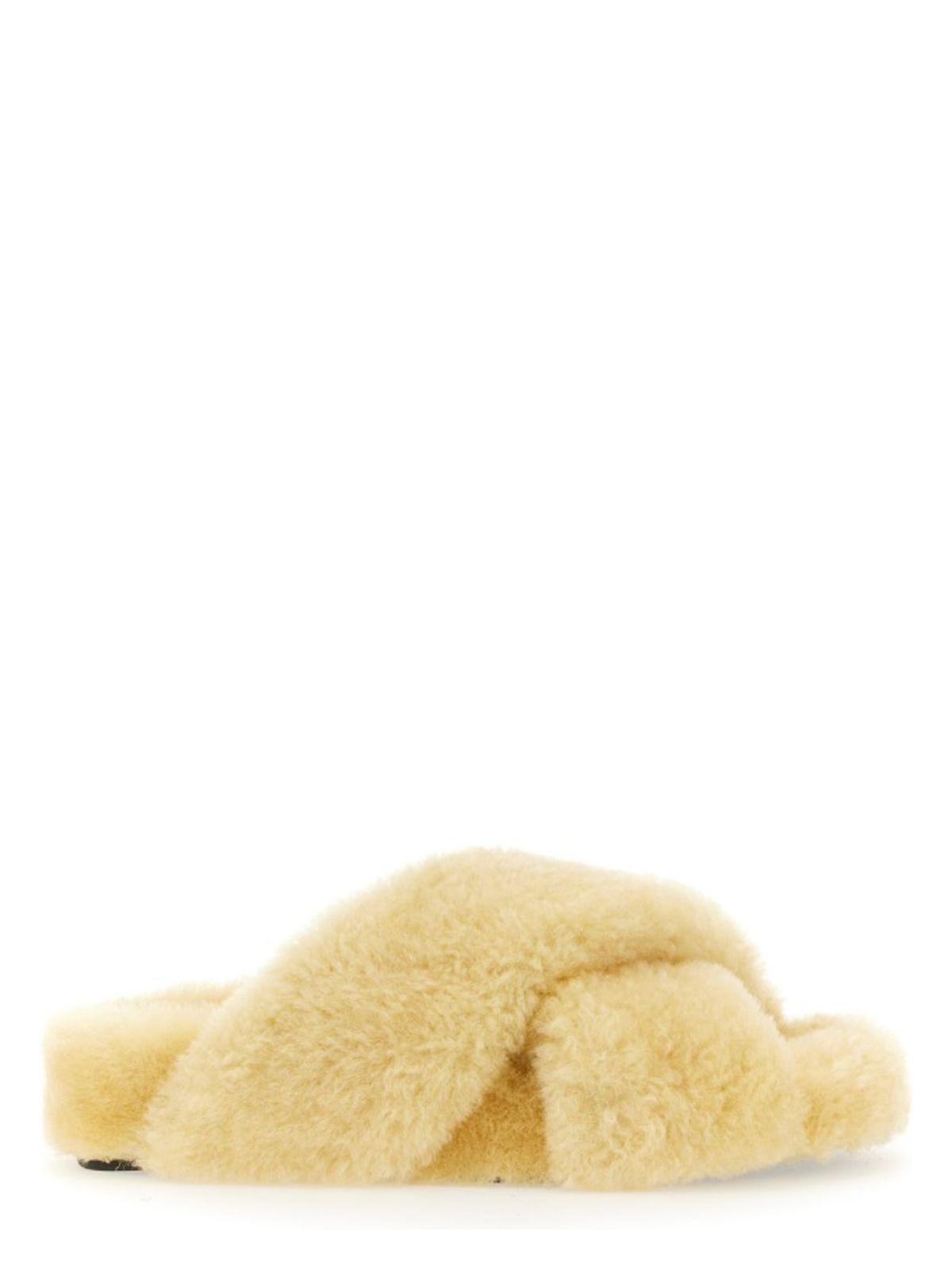 Jil Sander Women's Shearling Sandal in Powder