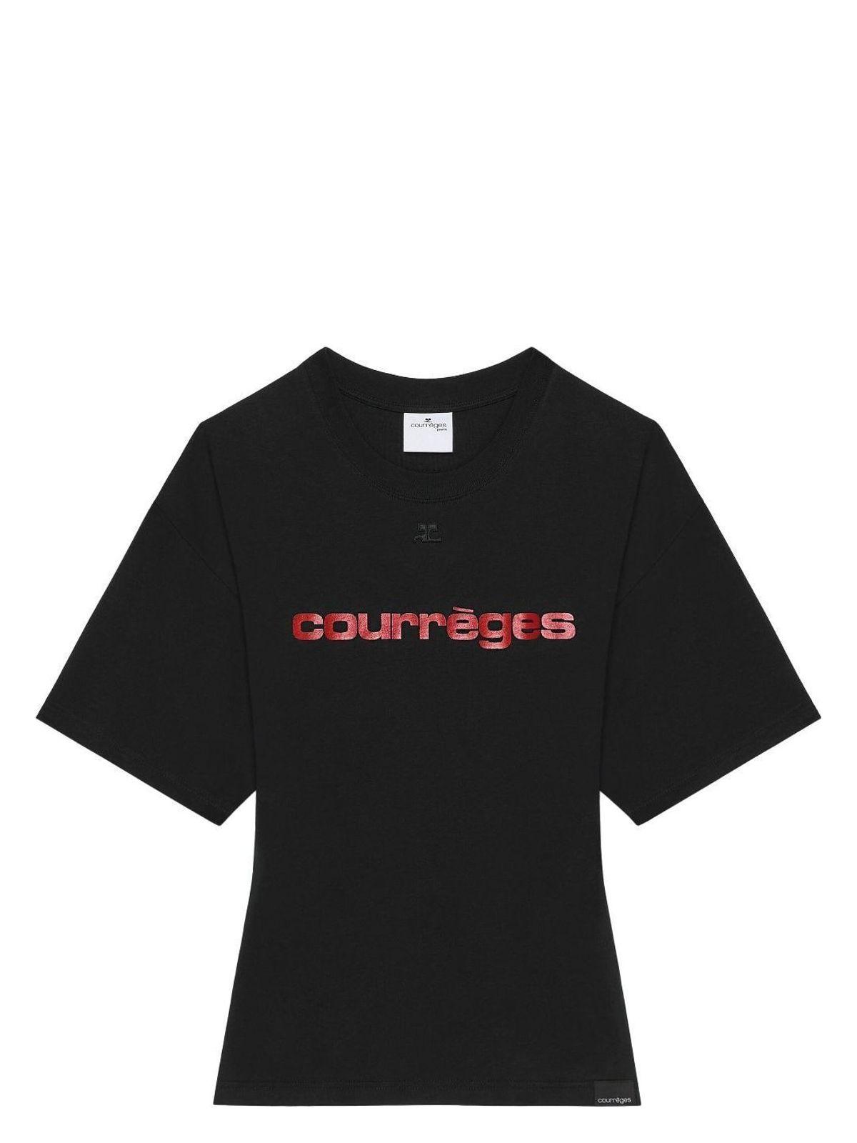 CourrÃ¨ges Women's Fitted Printed T-Shirt in Black