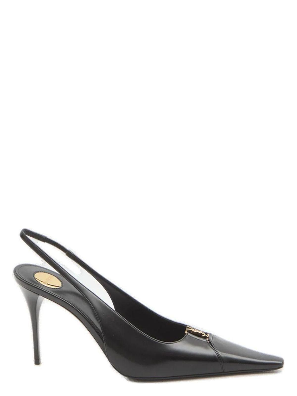 Saint Laurent Babylone Breteuil Leather Slingback Pumps in Black