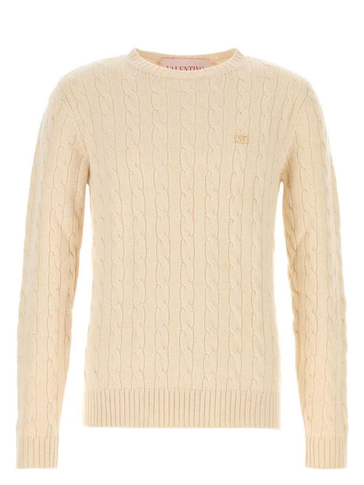 Valentino Men's Maglia Vlogo Signature Sweater in Burro