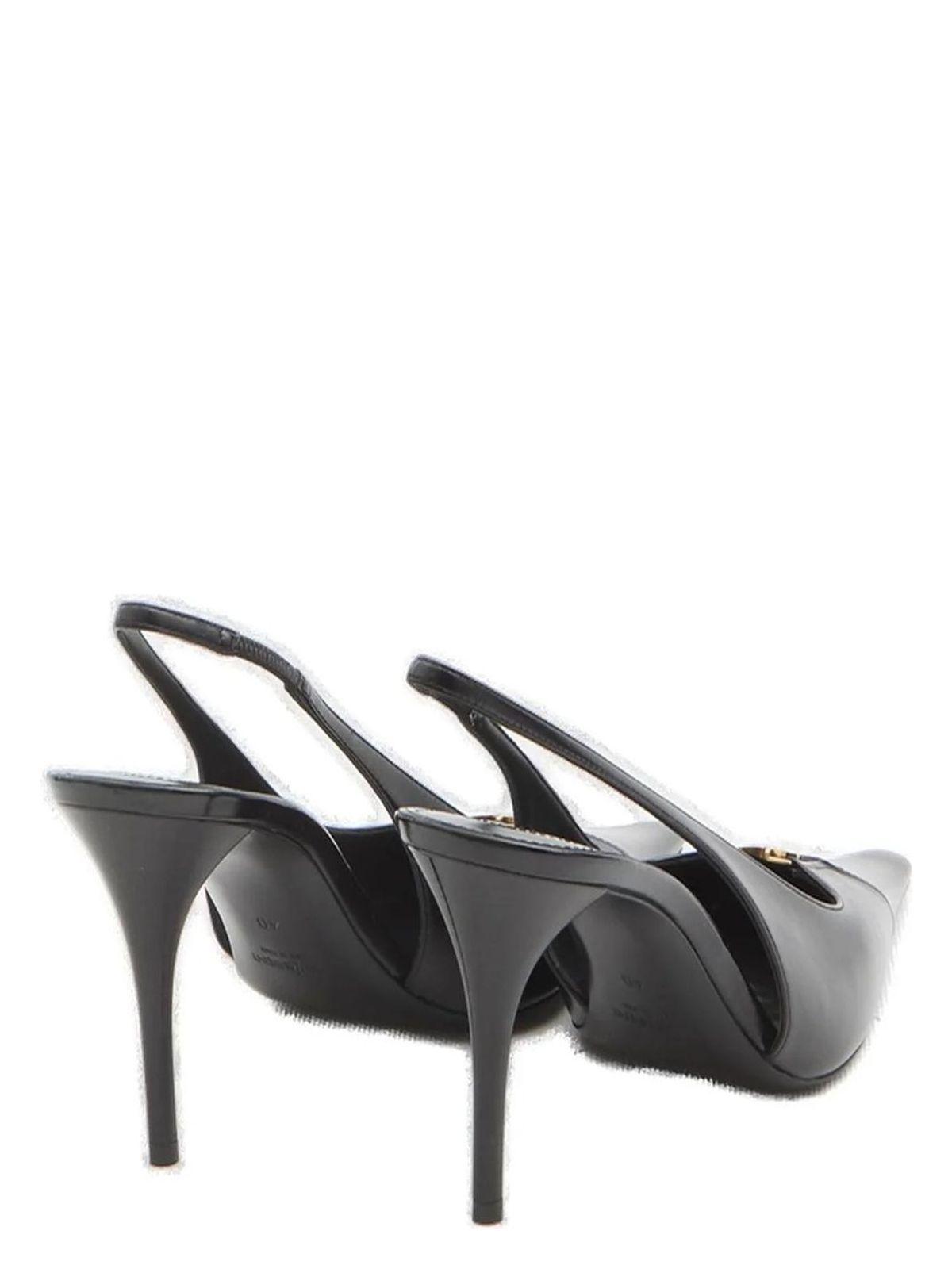 Saint Laurent Babylone Breteuil Leather Slingback Pumps in Black