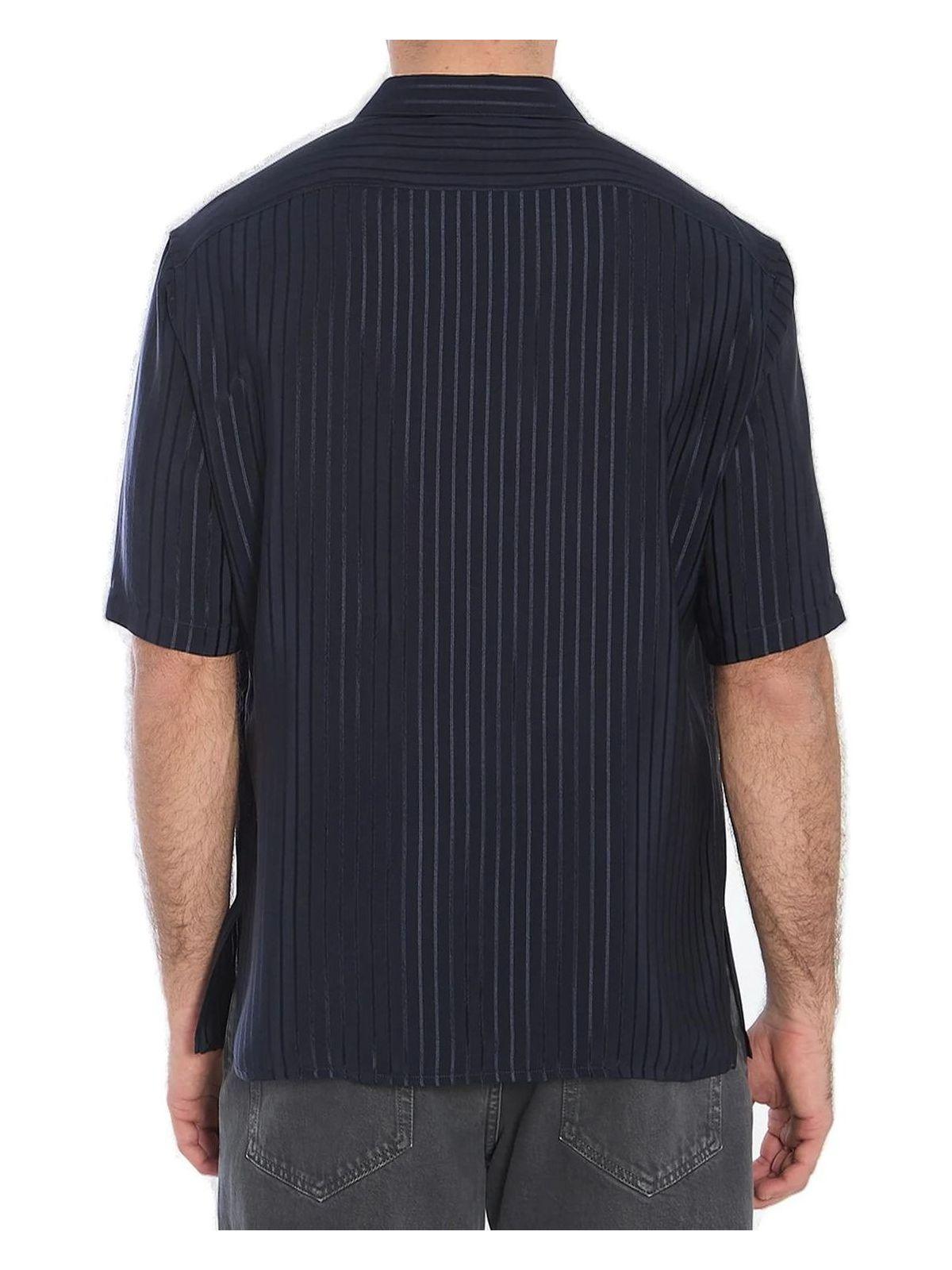 Saint Laurent Men's Striped Shirt in Blue