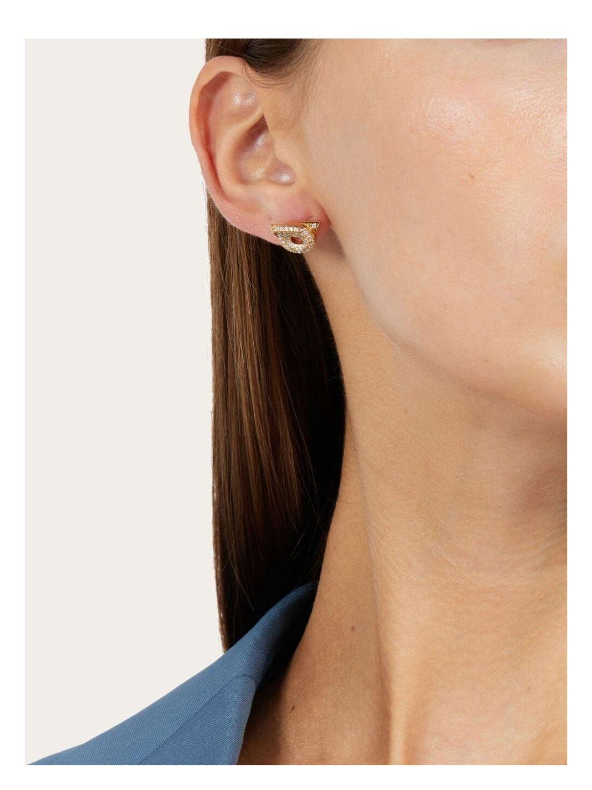 Ferragamo Women's Gancini Earrings With Rhinestones in Metallic